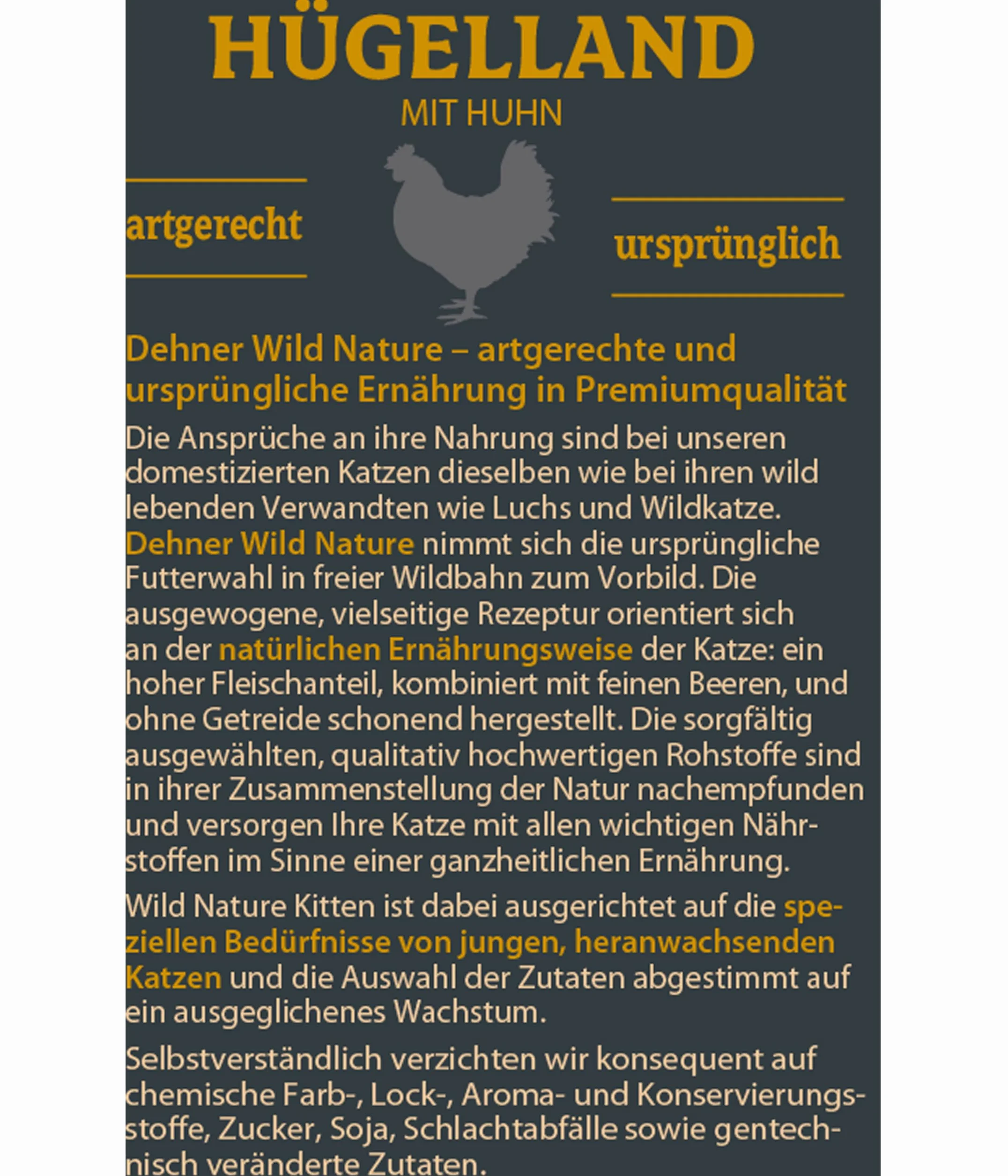 Dehner Wild Nature Karma dla kotów Kotek, Wzgórze, Kurczak, 16 x 85 g (1,36 kg)