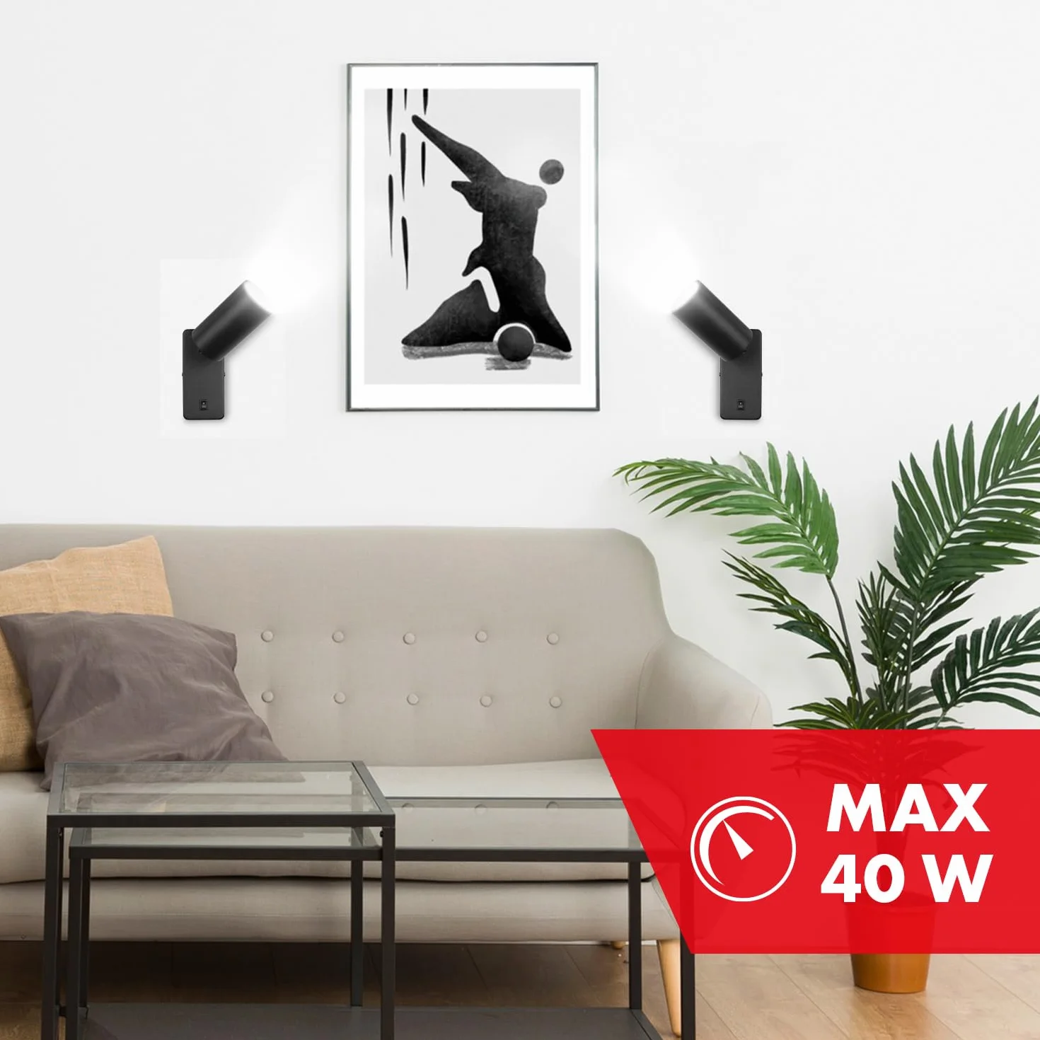 Maclean MCE369 lampa ścienna GU10 z przełącznikiem maks. 40 W | obrotowy punkt | nowoczesne wzornictwo do salonu, sypialni i korytarza | 55 x 100 mm (czarna, bez żarówek)