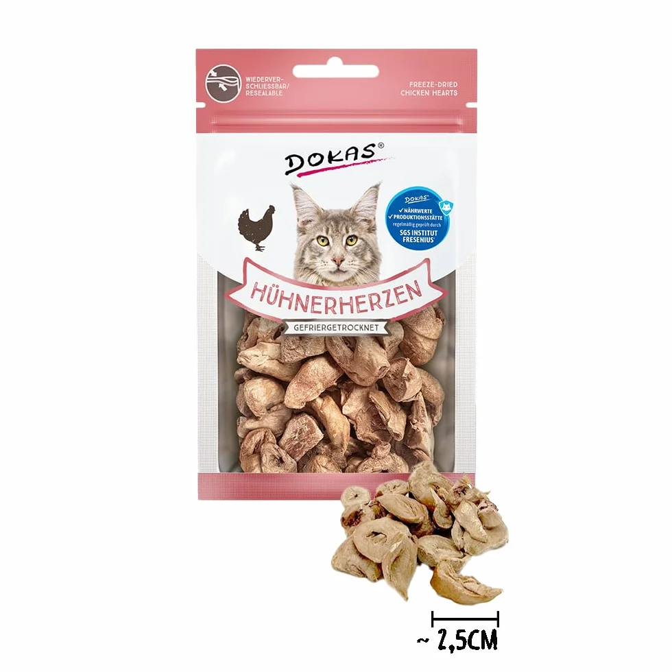 DOKAS Podroby liofilizowane – bez zbóż smakołyk premium dla kotów – idealne jako nagroda, 6 x 15 g
