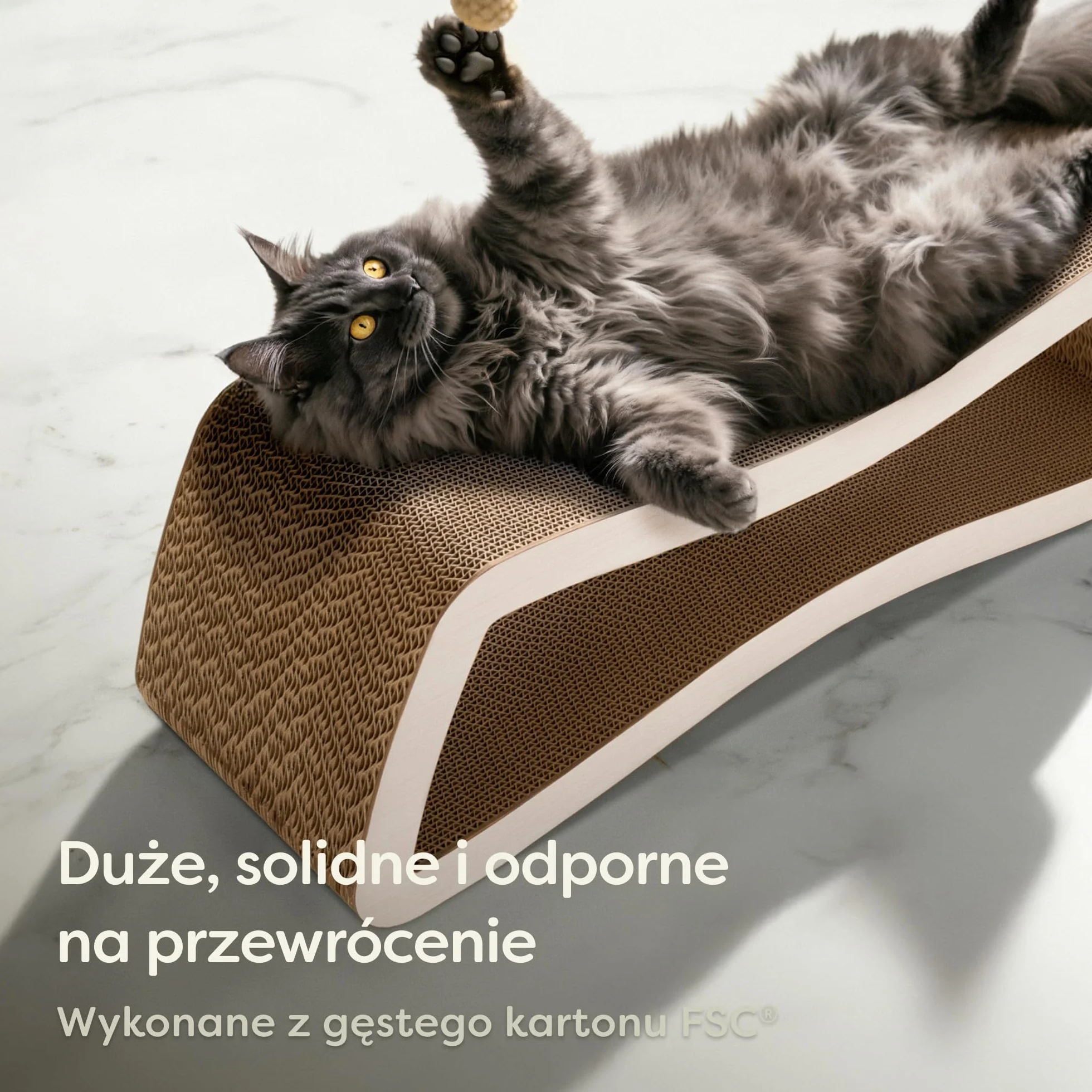 Knupis Drapak dla Kota 3-Częściowy XXL 75 cm – Wytrzymały Karton do Pielęgnacji Pazurów – Do 2 Lat Zabaw – Oszczędza Miejsce – Chroni Kanapy i Meble (Mountain- Biały)