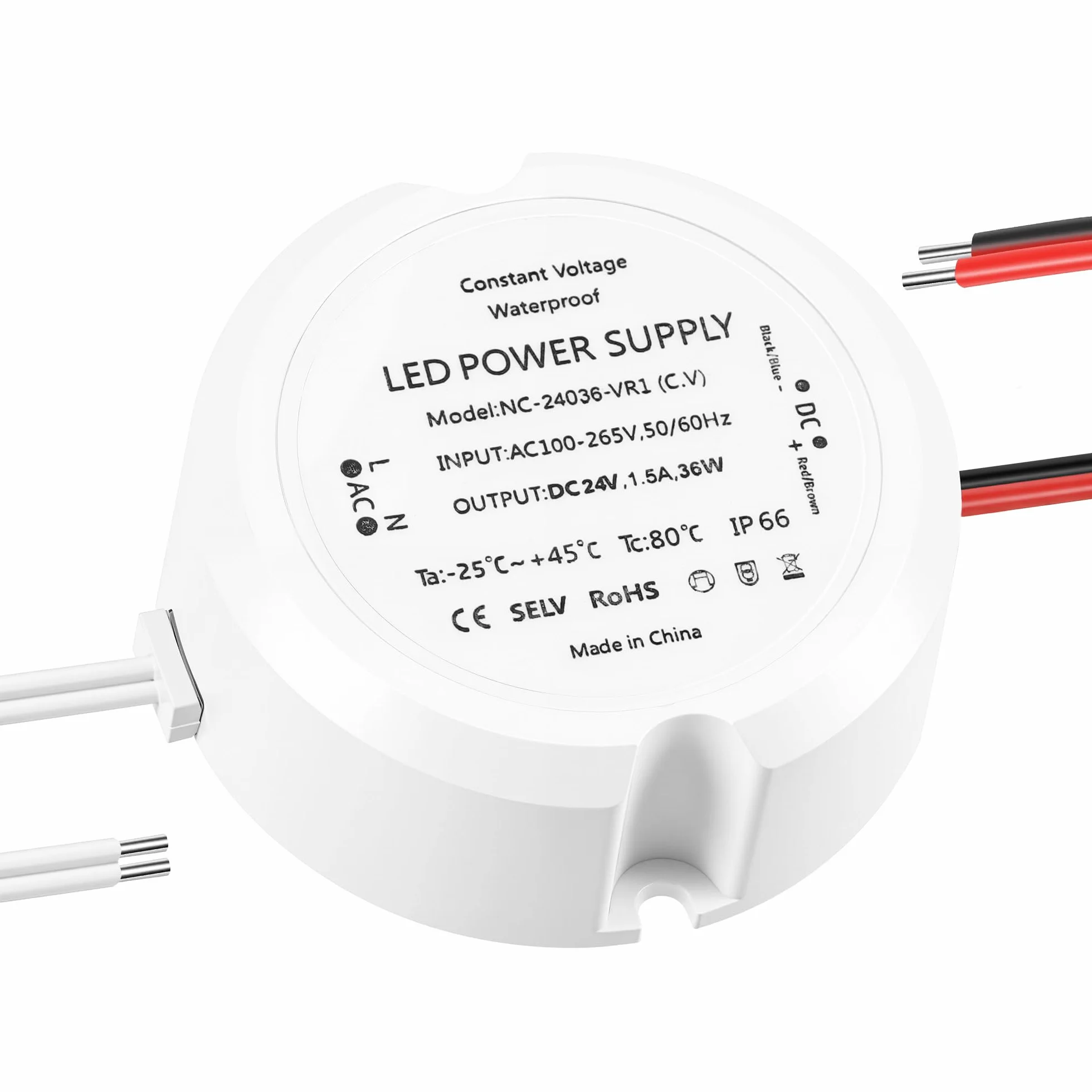 Transformator 230 V AC na 24 V DC 1,5 A, zasilacz sieciowy LED 24 V, 36 W, IP66, wodoszczelny sterownik LED, ultra mały odłączający