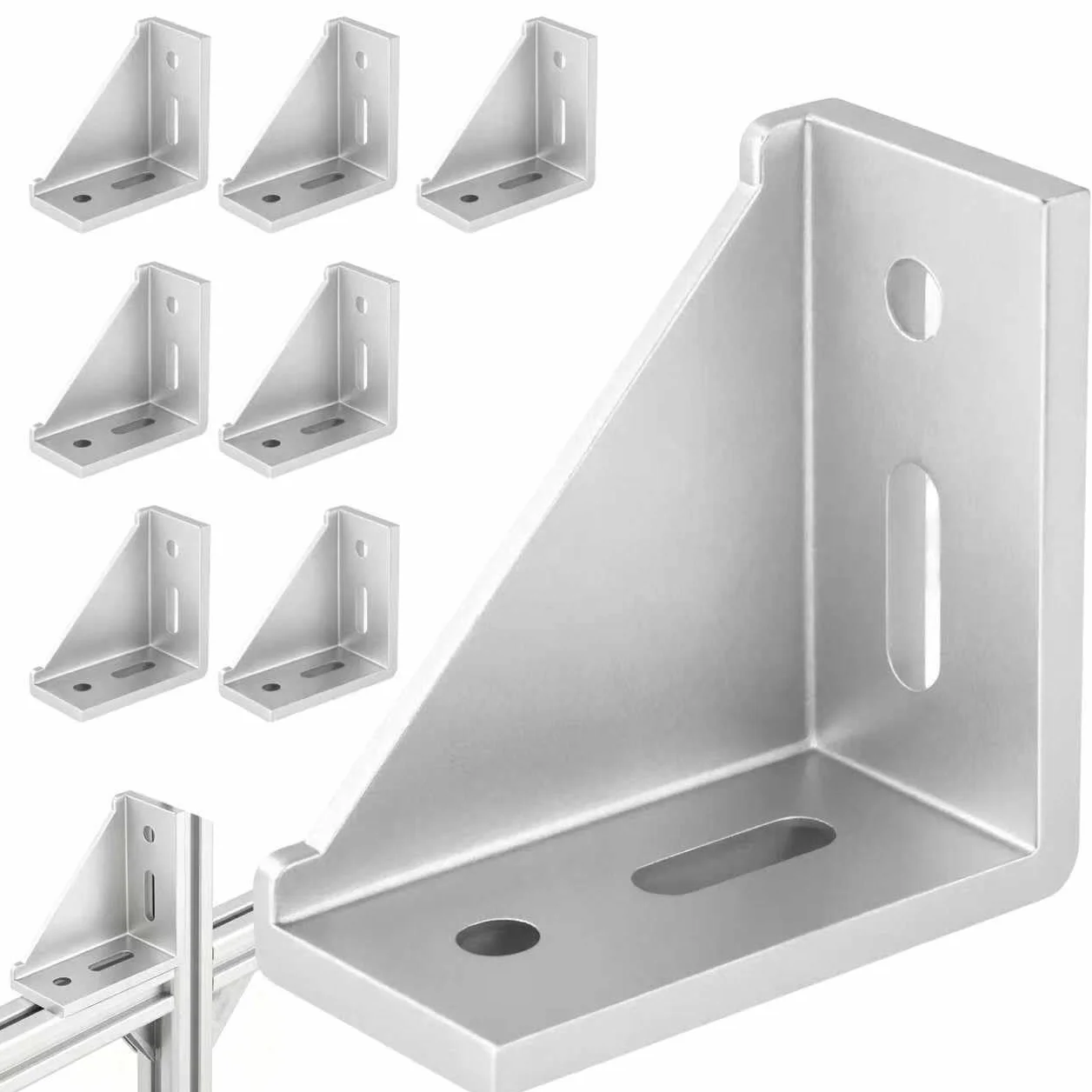 8 sztuk aluminiowych łączników kątowych 40x80, kątownik aluminiowy, materiał mocujący, łącznik narożny 90 stopni do profilu aluminiowego, stabilne łączniki profilu aluminiowego do profili