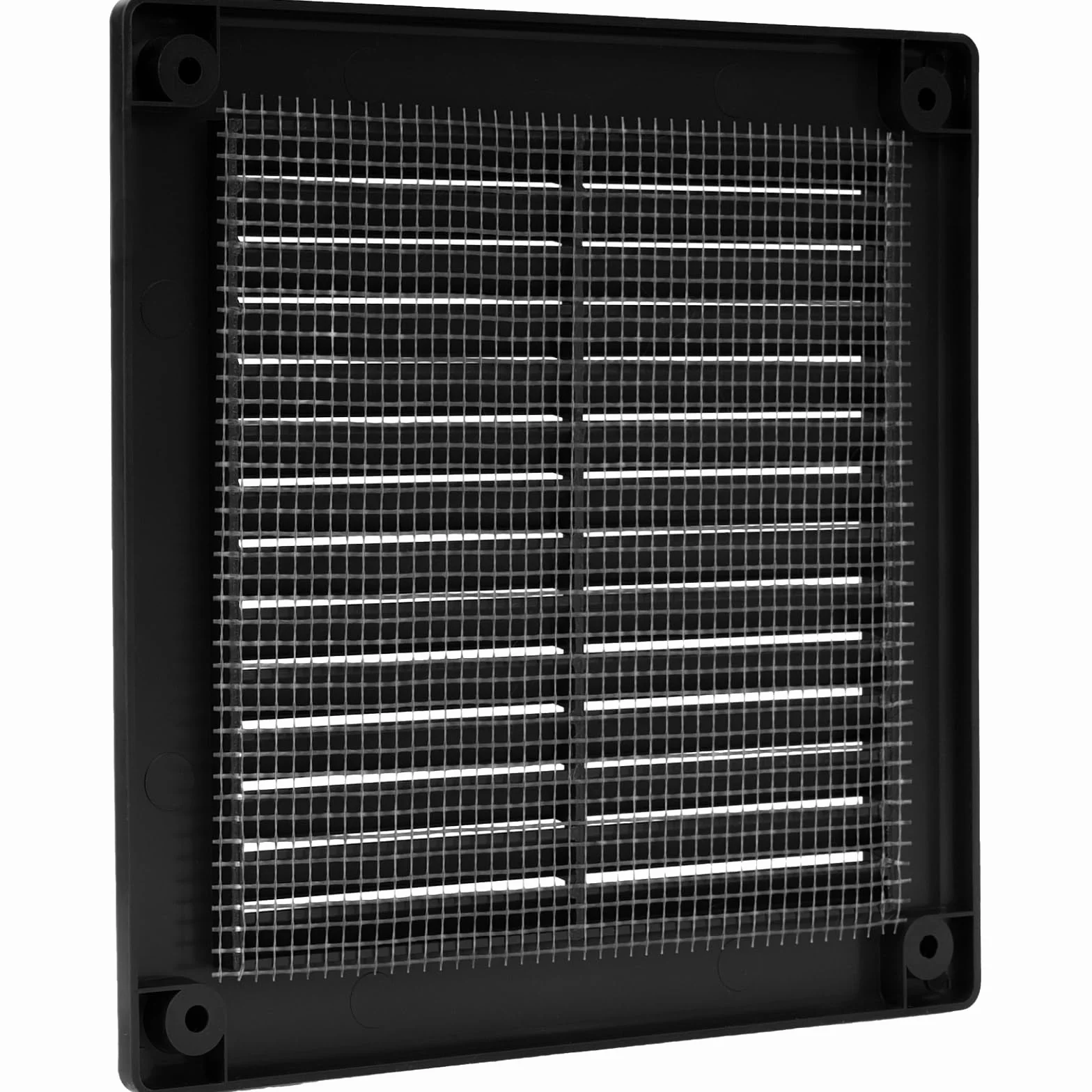 Repa Market 150 x 150 mm (rozmiar zewnętrzny) czarne kwadratowe osłony na ściany – plastikowe otwory wentylacyjne wlotowe – osłona grilla z nylonową siatką – kratki wentylacyjne sufitowe HVAC