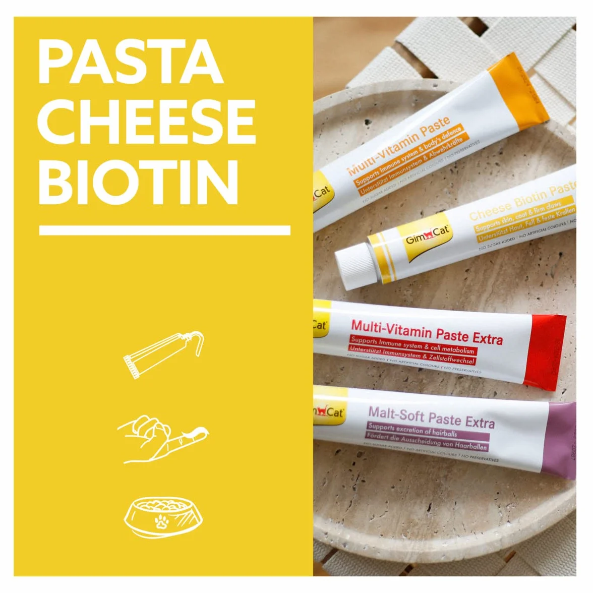 GimCat Cheese Biotin pasta serowa z biotyną - z aromatycznym serem, cynkiem i olejem lnianym dla sierści, skóry i pazurów - 1 tubka (1 x 50 g)