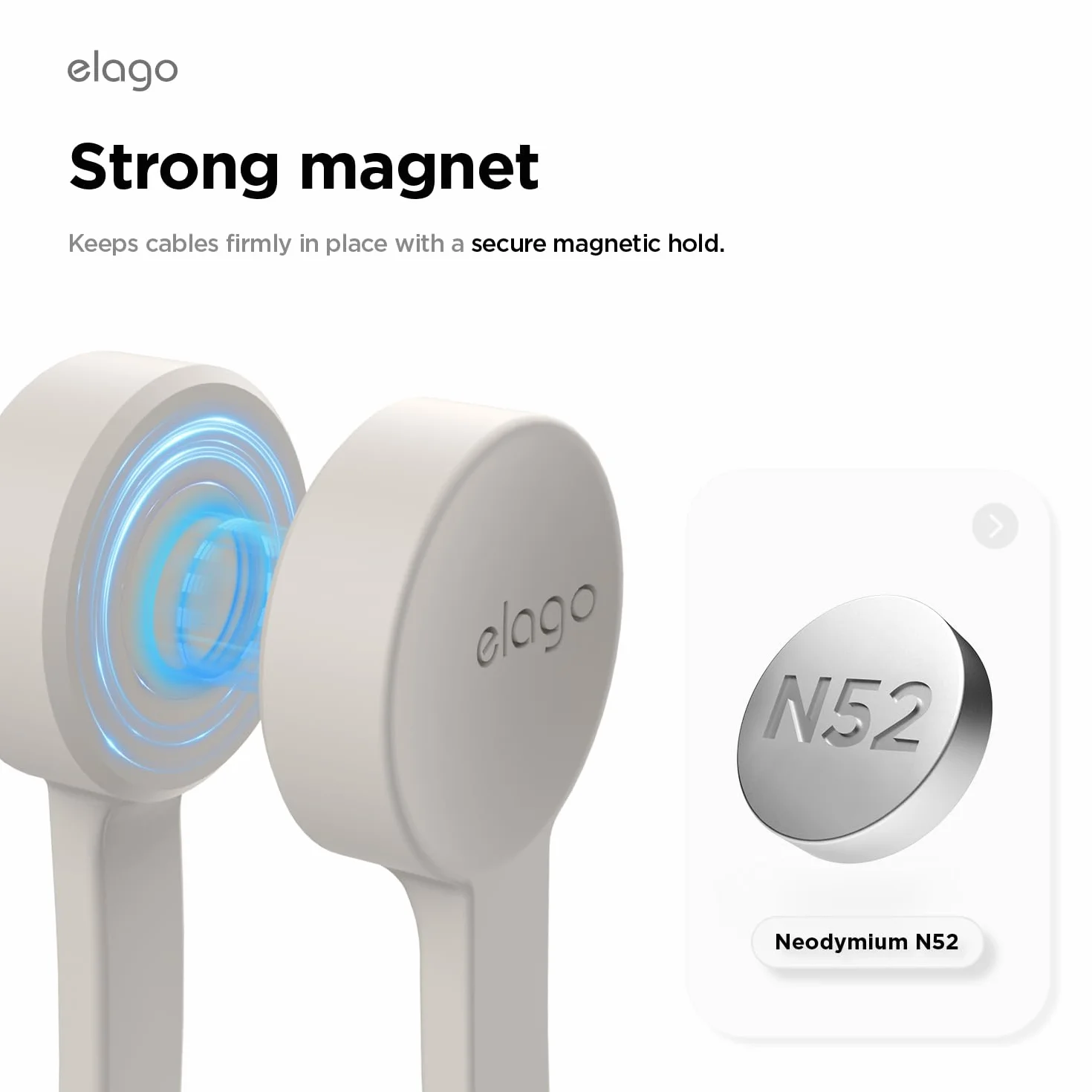 elago Magnetyczne opaski kablowe silikonowe 3 sztuki Kamienny Szary