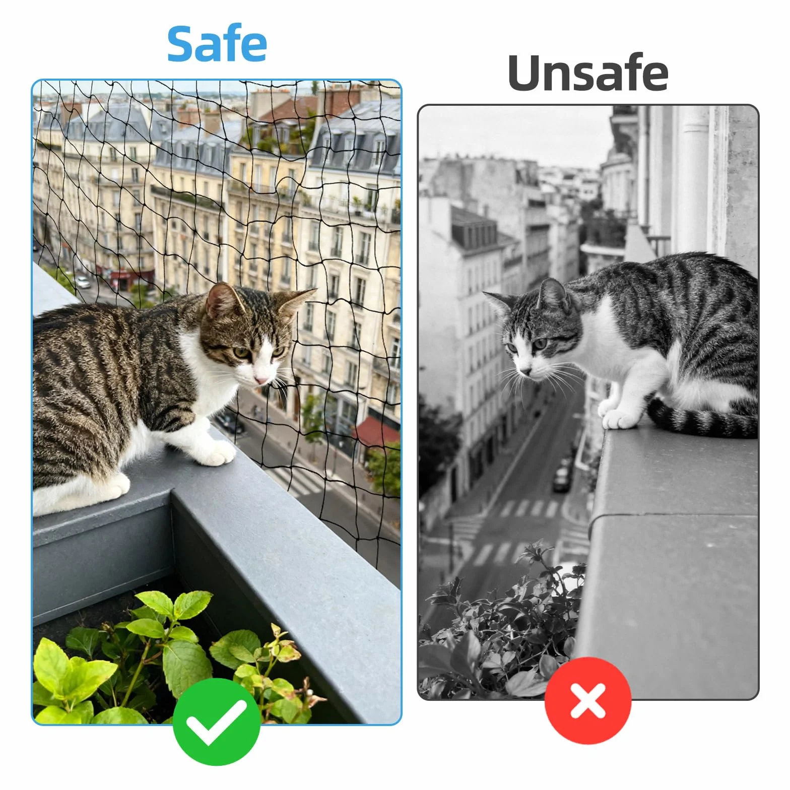 6 x 3 m siatka dla kota na balkon ekstra wzmocniona siatka balkonowa dla kota siatka ogrodzeniowa z balkonem odporna na warunki atmosferyczne i promieniowanie UV, odpowiednia na balkony, okna