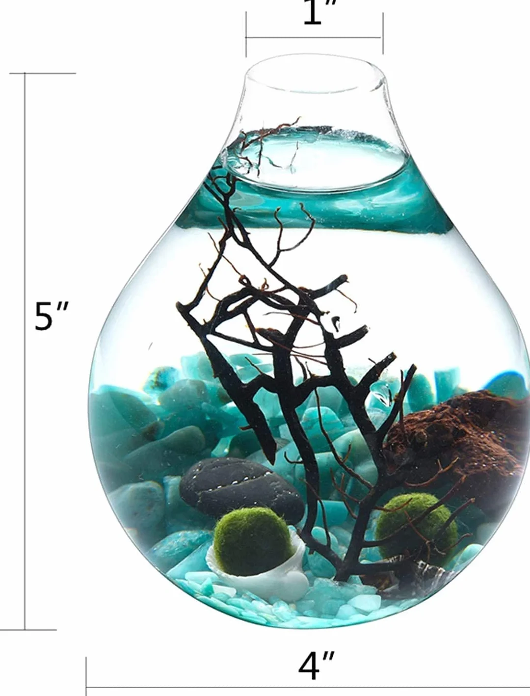 Ecosides Marimo mech piłka terrarium, zestaw do akwarium ze szkła łezki terrarium Zen terrarium moos Ball akwarium DIY terrarium pojemnik (biały)