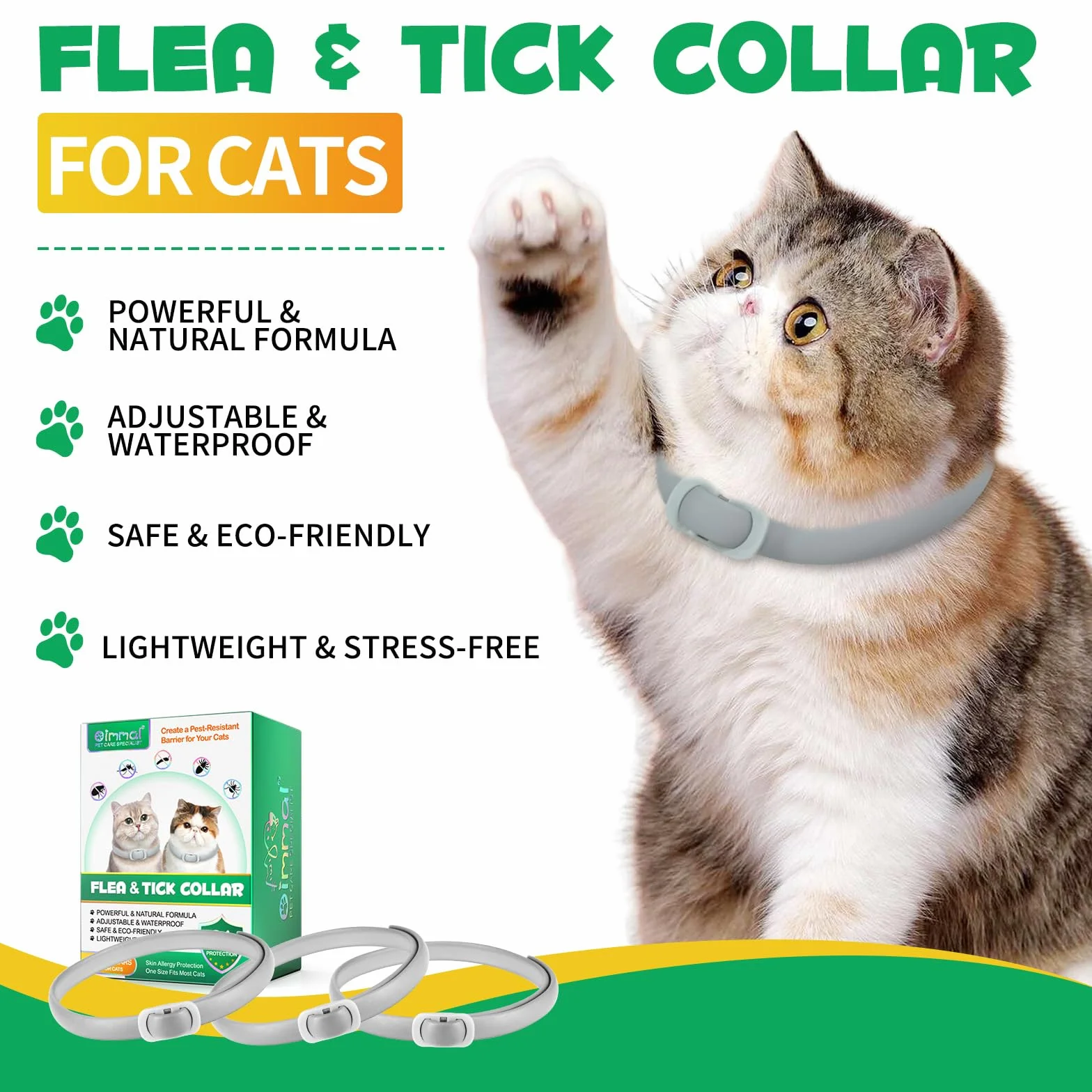 Obroża dla kota na pchły i kleszcze 4 szt. regulowana wodoodporna 24-miesięczna ochrona