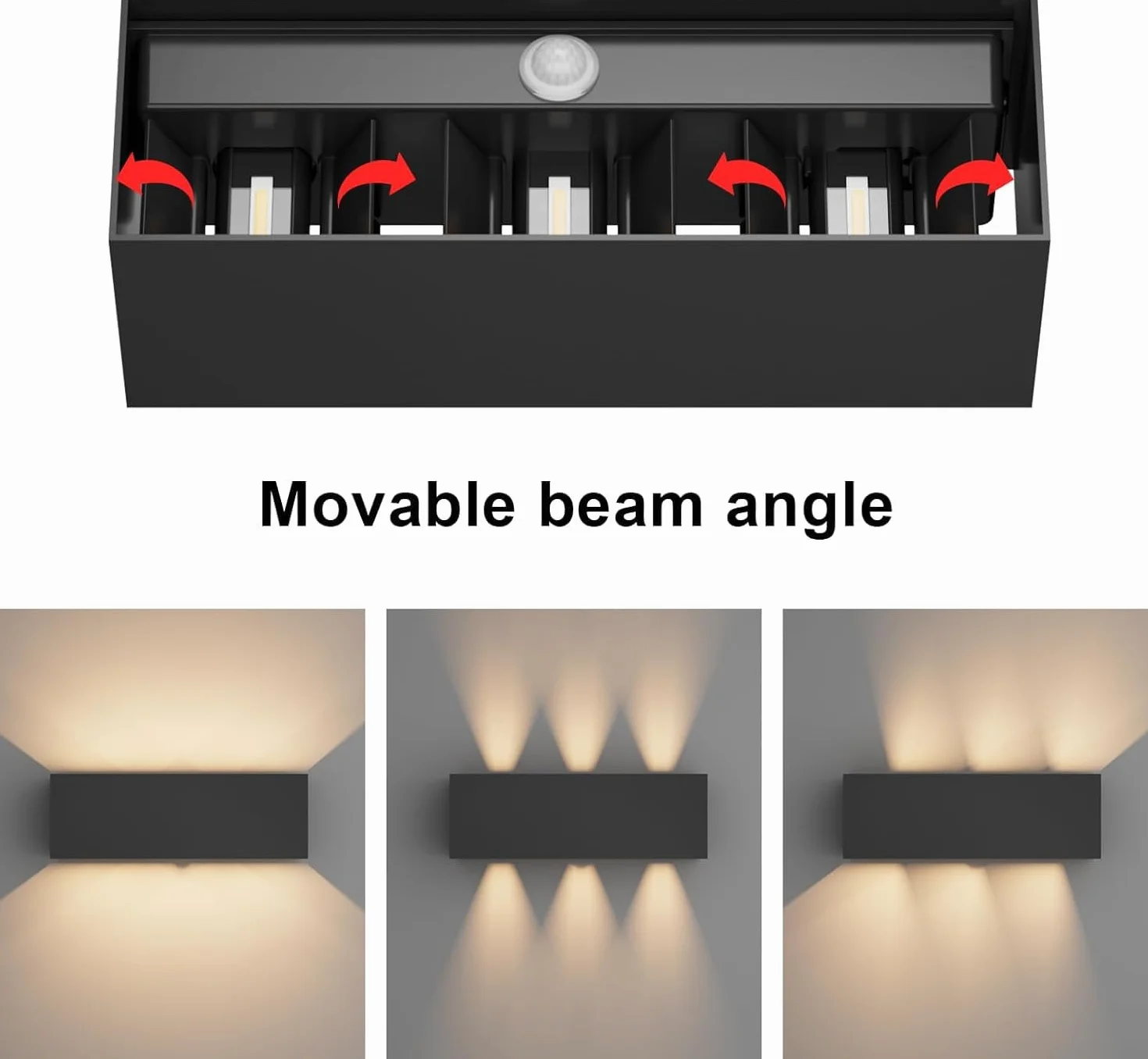 Klighten 30W Lampa zewnętrzna z czujnikiem ruchu, 2 szt. Lampy z czujnikiem ruchu Regulowana wiązka światła, lampa ścienna z czujnikiem ruchu