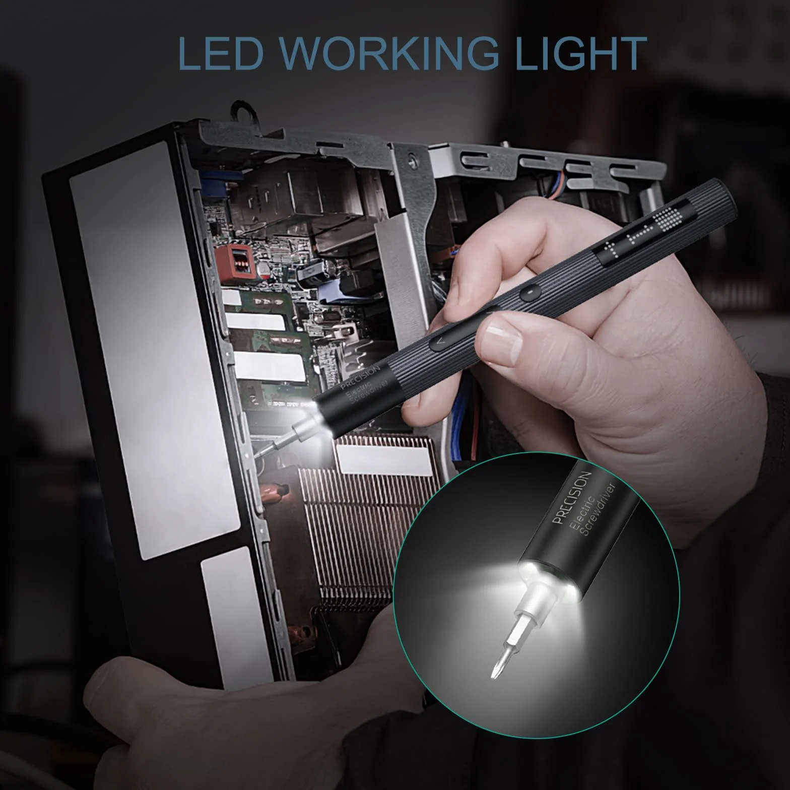 Precision Power Screwdriver, precyzyjny śrubokręt elektryczny, 50 IN 1 mini wkrętarka elektryczna z 40 końcówkami, wkrętarka akumulatorowa z lampką LED do telefonu, zegarka, laptopa