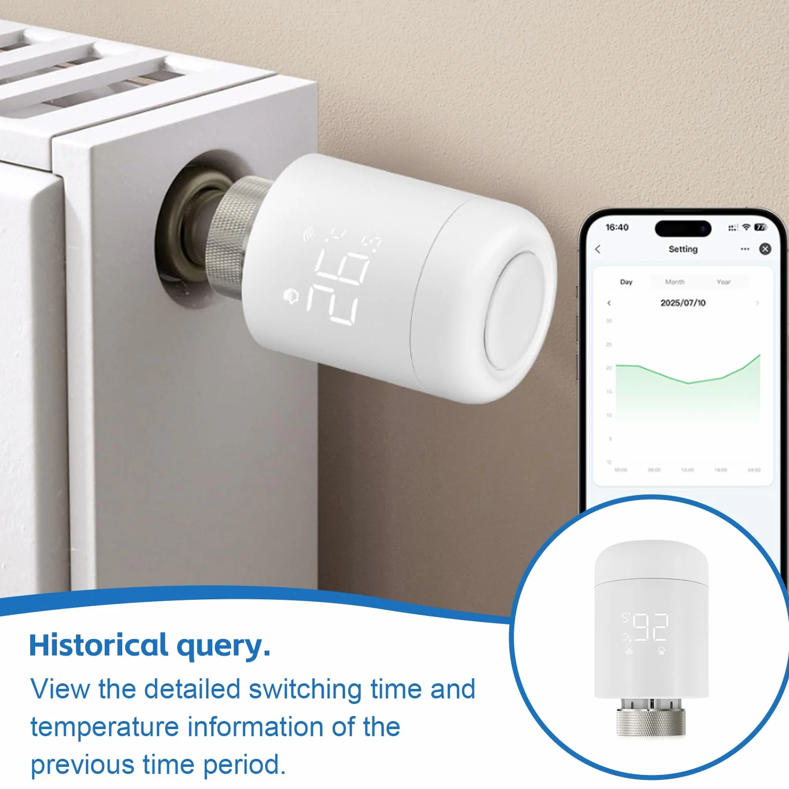Inteligentny termostat grzejnikowy, termostat WiFi, regulator ogrzewania, termostat z aplikacją sterowania głosowego, programowalny termostat kompatybilny z Tuya/Alexa APP/Google