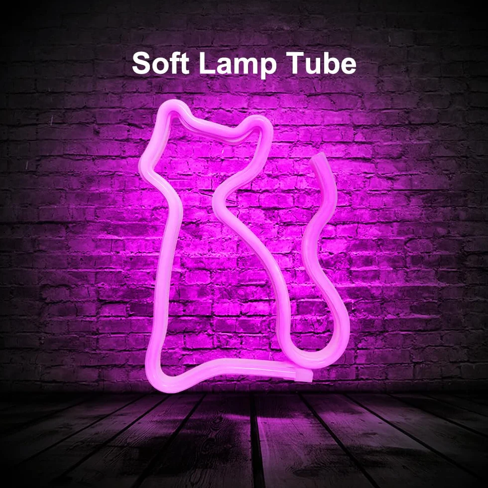 Neonowy znak świetlny z kotem, zasilany baterią USB lub 3 AA neonowy znak, światło LED, artystyczna dekoracja ścienna do sypialni, pokoju, dekoracja ścienna, bar, impreza, Boże Narodzenie