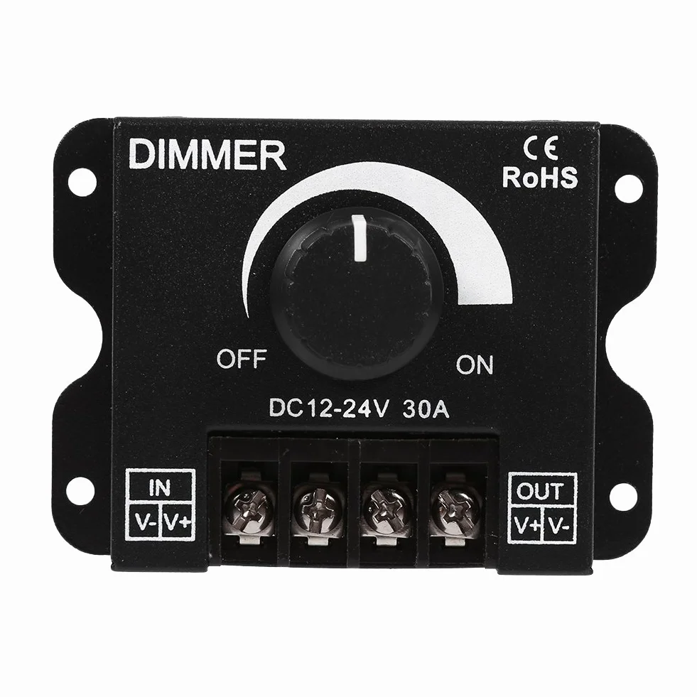 Ściemniacz z Przełącznikiem Led, Kontroler ściemniania PWM DC 12V-24V 30A, Regulacja Jasności Przełącznika ściemniacza światła dla Taśmy LED