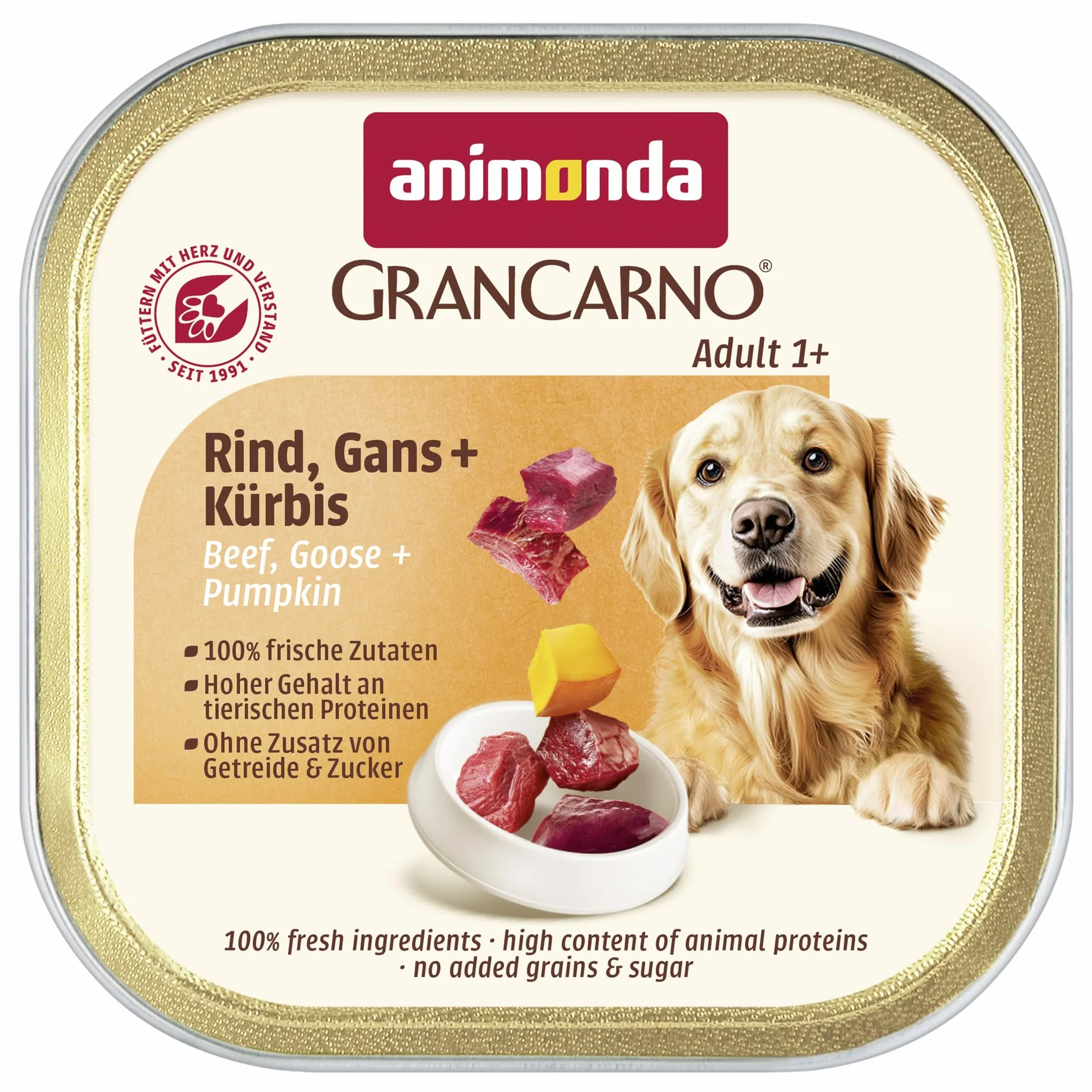 animonda GranCarno Country mokra karma w misce dla dorosłych psów z wołowiną, gęsią + dynią 150 g