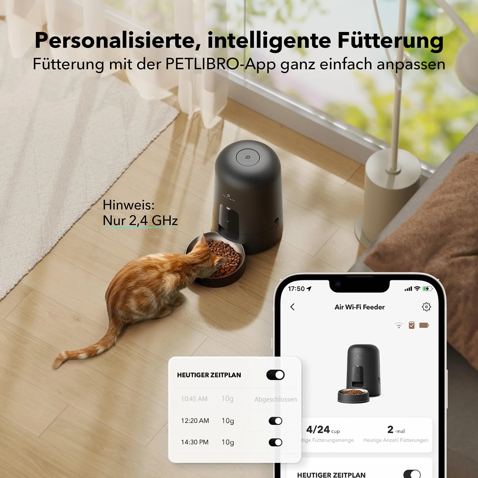 PETLIBRO 2,4G WiFi automatyczny dozownik karmy dla kotów z baterią, automatyczny dozownik karmy dla psów ze stali nierdzewnej, inteligentny karmnik dla kota, sterowanie aplikacją, 1-10 posiłków, 2 l