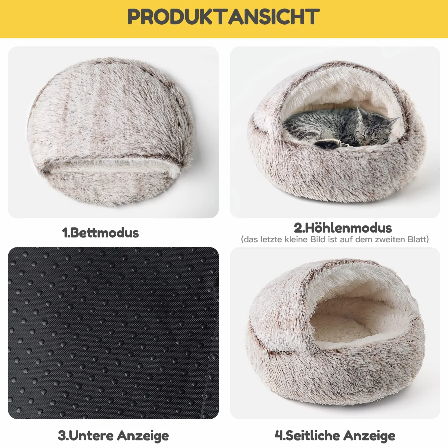 CATISM Puszyste legowisko dla kota 50 cm, duże legowisko dla psa, pranie, miękkie, kawowe