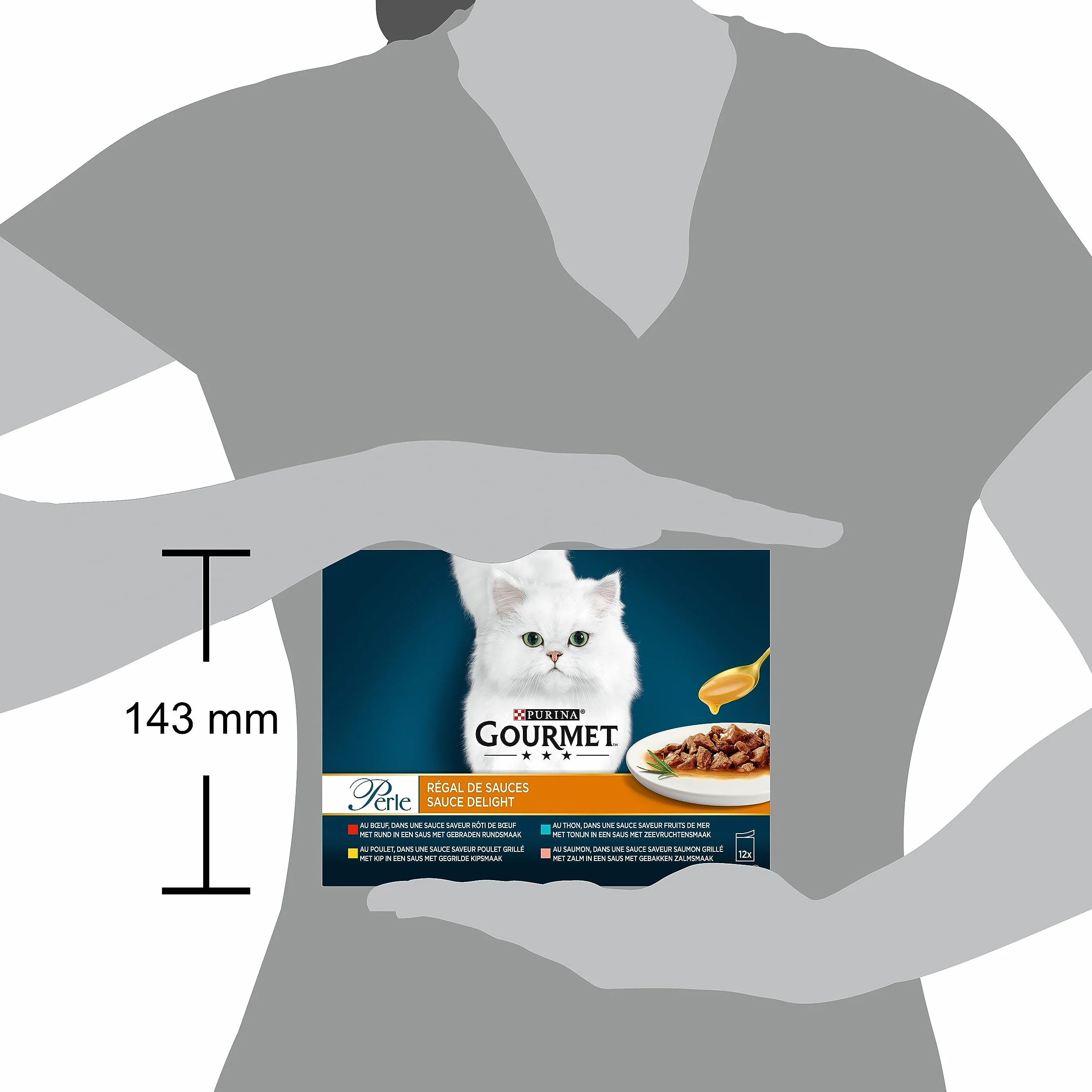 GOURMET PERŁA | REGAL SOS | Kot dla dorosłych | Wołowina, Kurczak, Tuńczyk, Łosoś | 12 x 85 g| Świeża saszetka