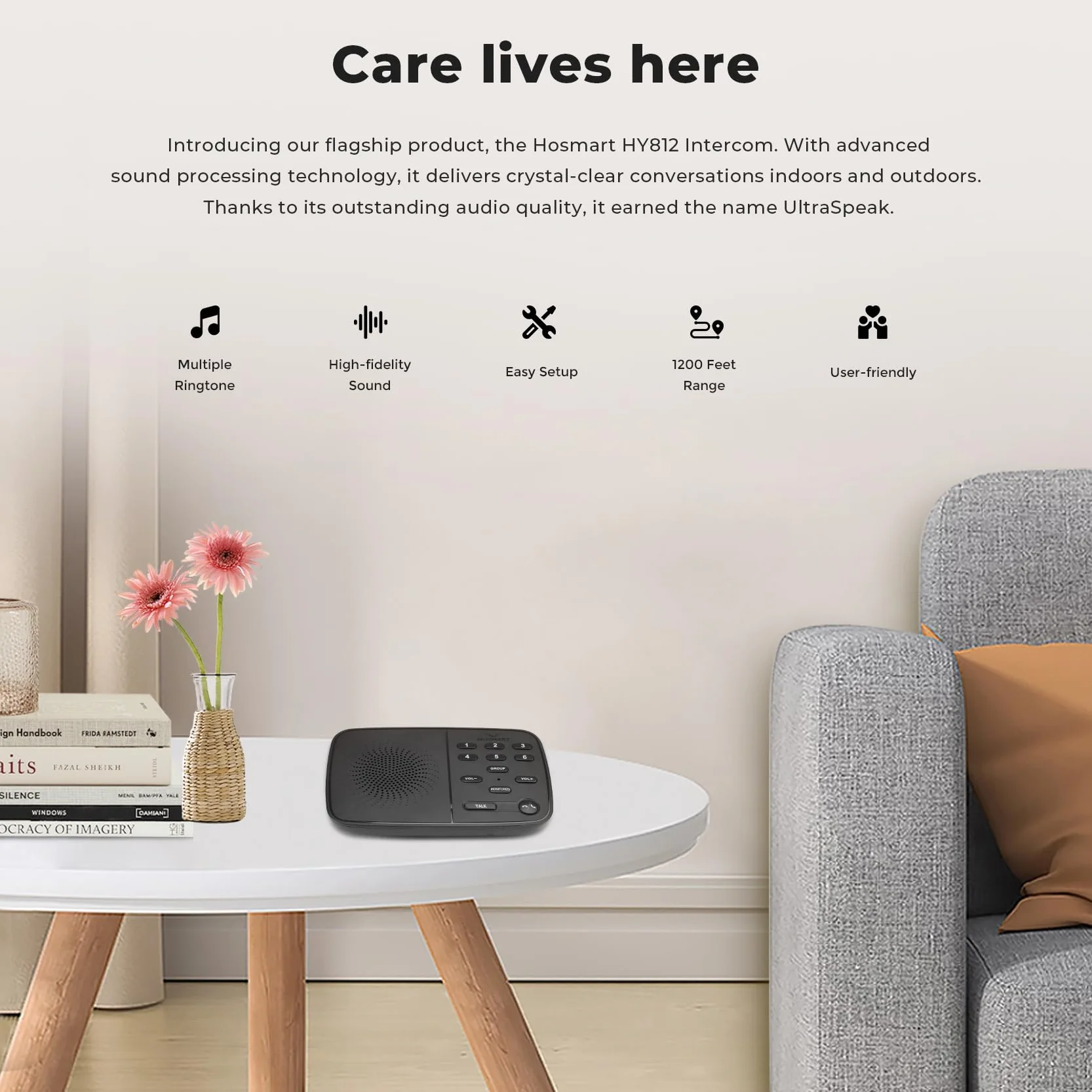 Hosmart UltraSpeak Pro bezprzewodowy interkom do domu, 2024 Full-Duplex bezprzewodowy interkom biznesowy, interkom pokojowo-pokojowy, dwukierunkowy interkom w czasie rzeczywistym o zasięgu 400 metrów