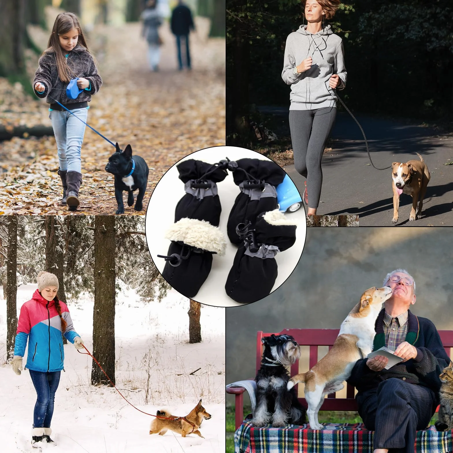 Paw Protector wodoodporne buty dla małych średnich psów 4 sztuki antypoślizgowe buty dla psów z odblaskowymi paskami dla psów