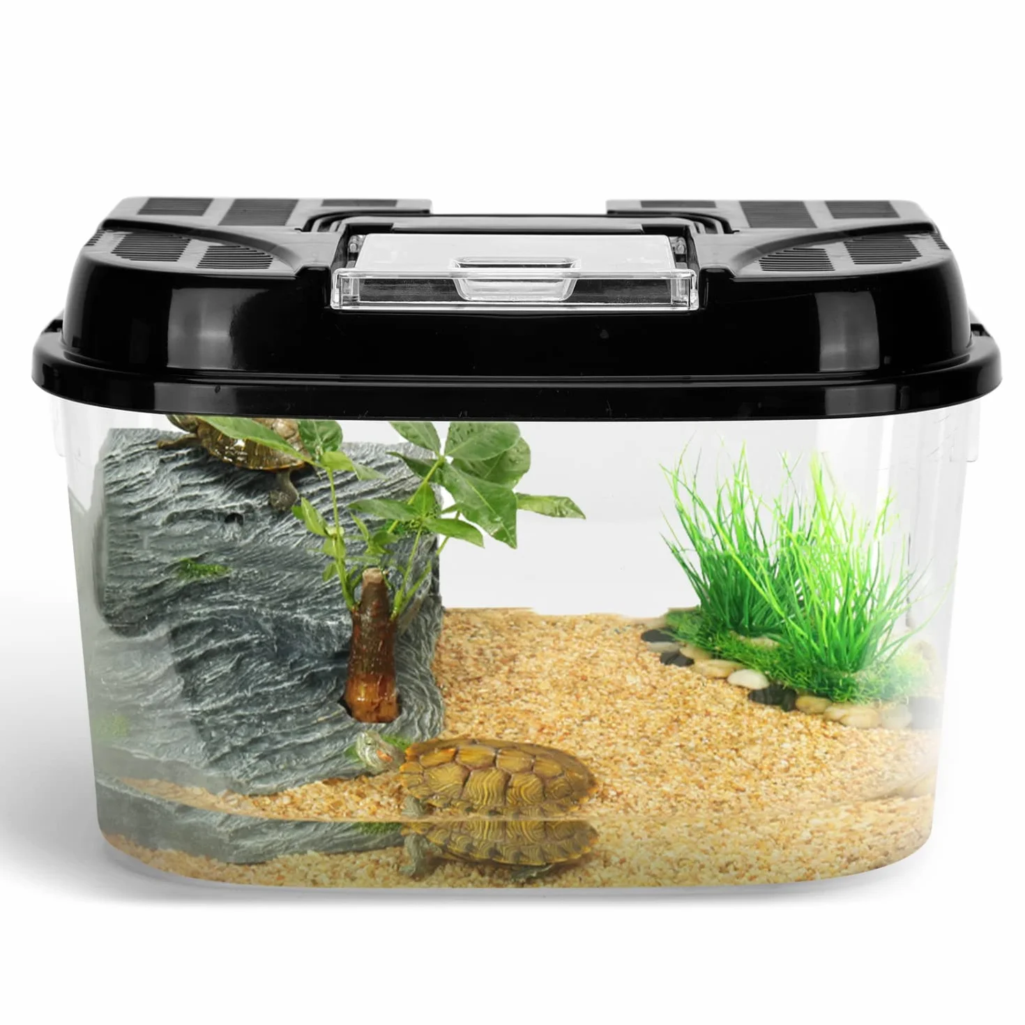 Nobleza Karmnik dla gadów i płazów, przezroczyste plastikowe terrarium, wentylacja i zabezpieczenie przed ucieczką, rozmiar M (22,4 x 15,3 x 15,3 cm)