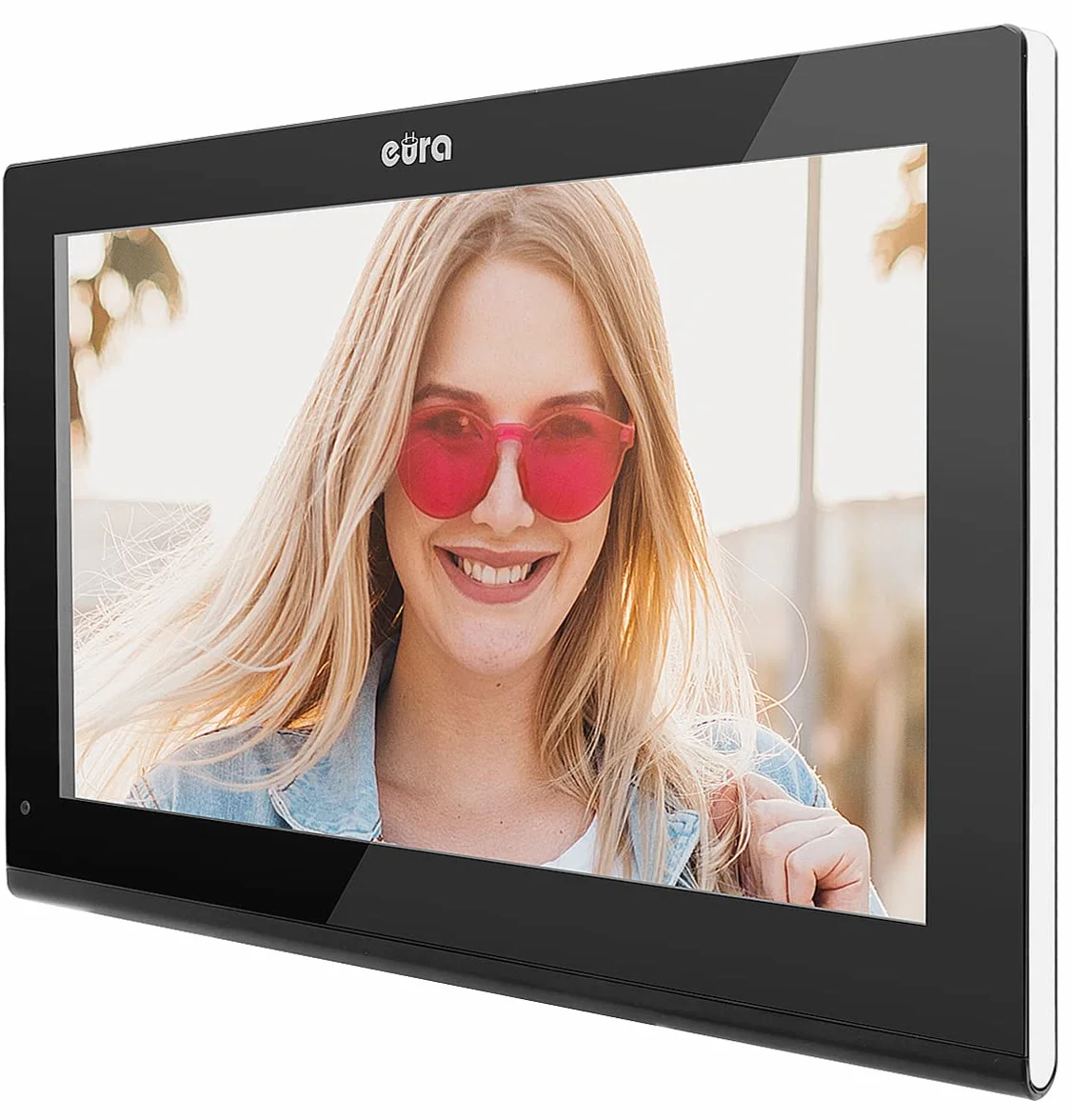 EURA VDP-99C5 4-przewodowy wideodomofon, kolorowy monitor 10", 2 wejścia, WiFi, szyfrowanie, RFID, 1080p, czarny