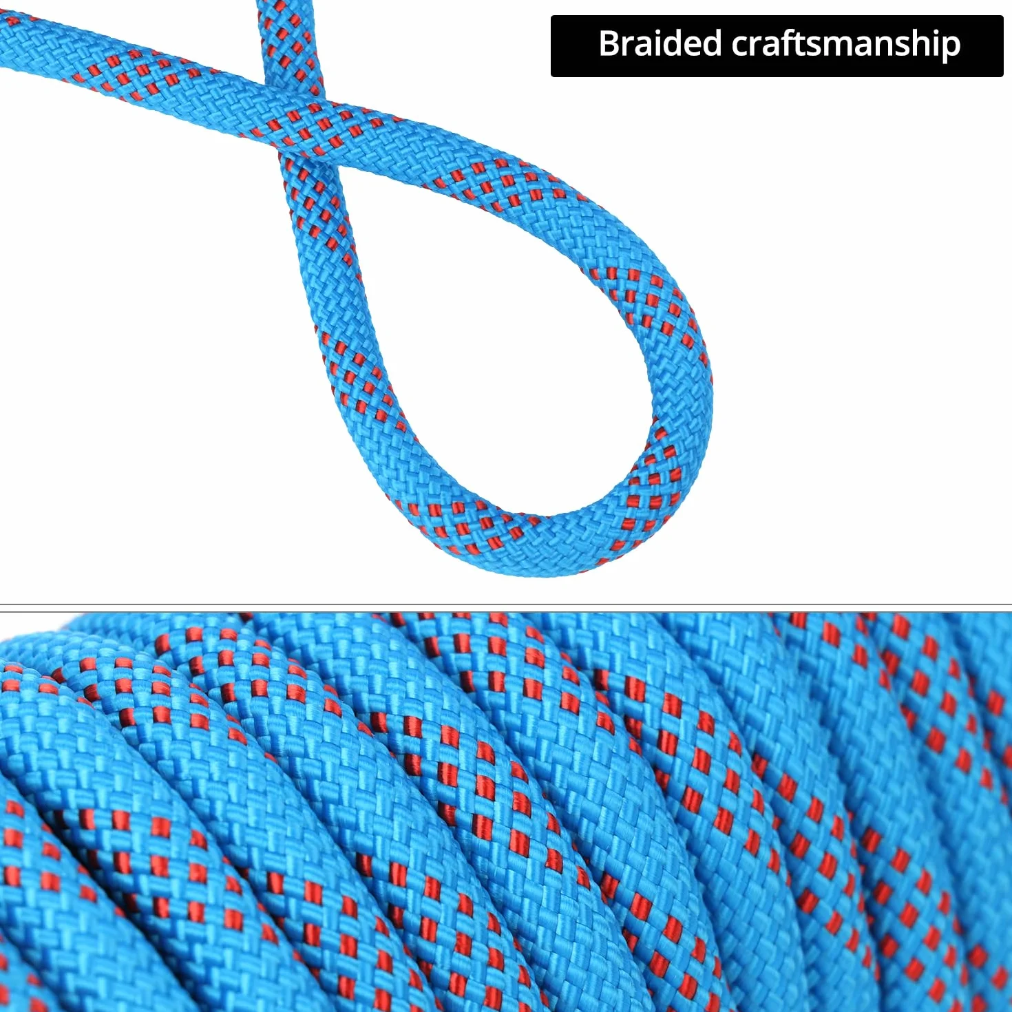 QWORK® lina 10 mm x 20 m niebieska, linka zewnętrzna, antypoślizgowa, odporna na zużycie, do rolnictwa, żeglugi, kempingu