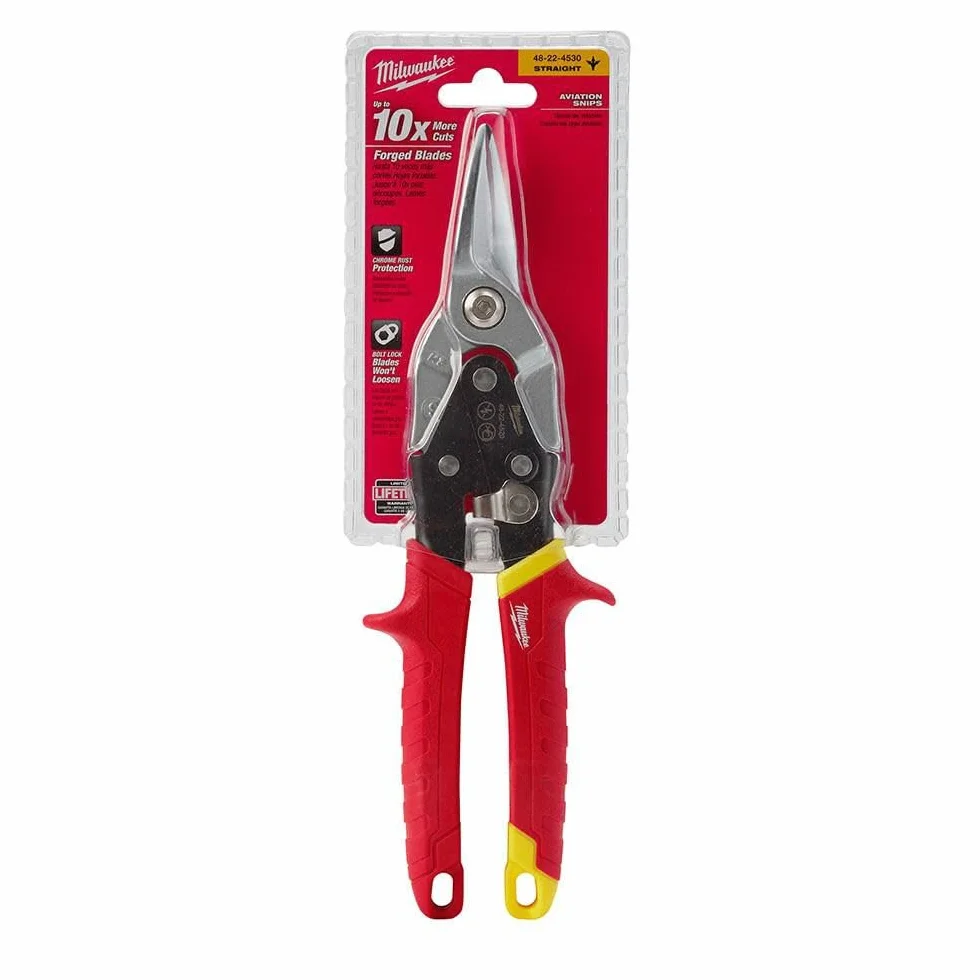 Milwaukee 48-22-4530 48224530-Metal Nożyczki do prostego lotnictwa, czerwony kolor
