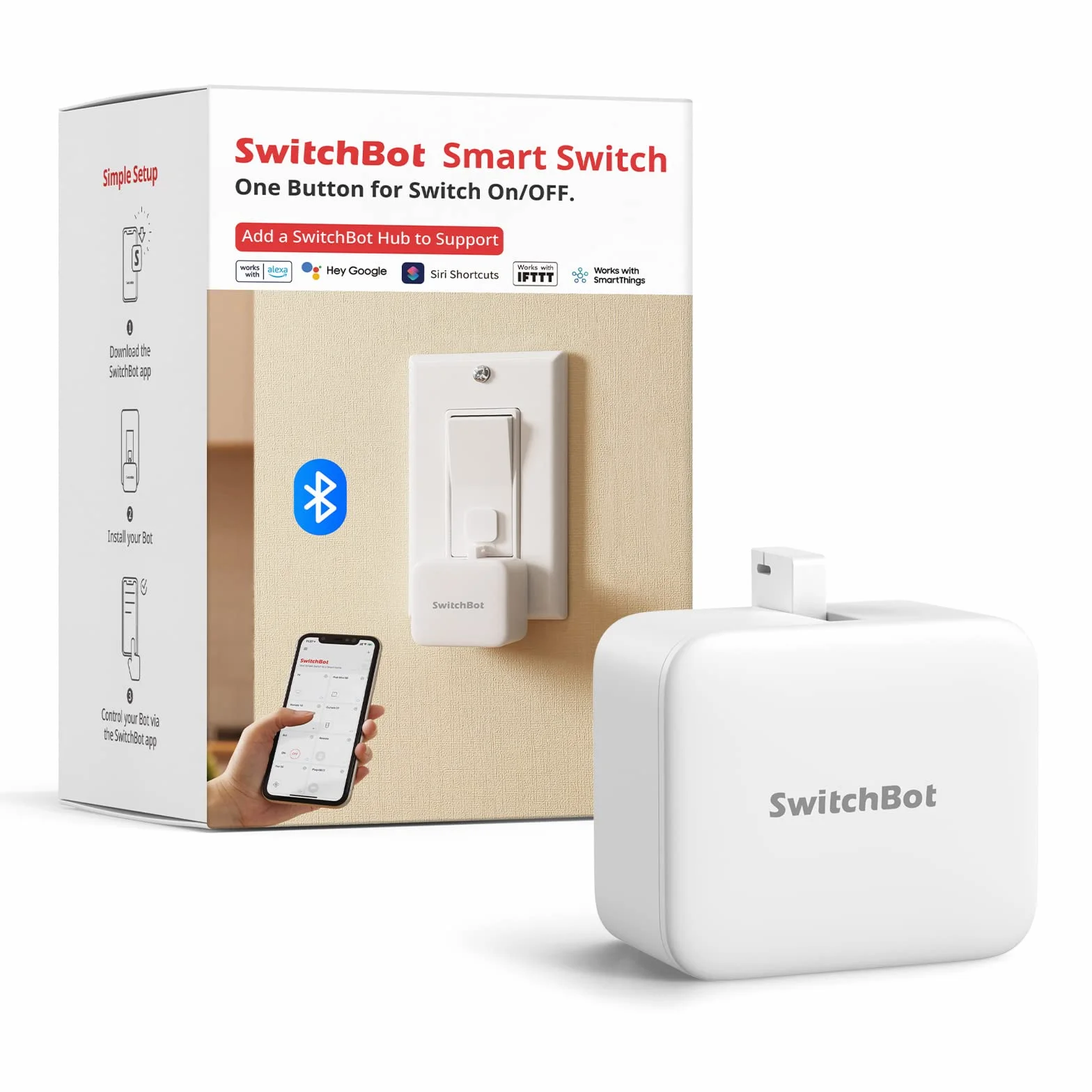 Switchbot ‎Switchbot-S1 Przełącznik, Biały, ‎4,25 x 3,65 x 2,4 cm; 39 g
