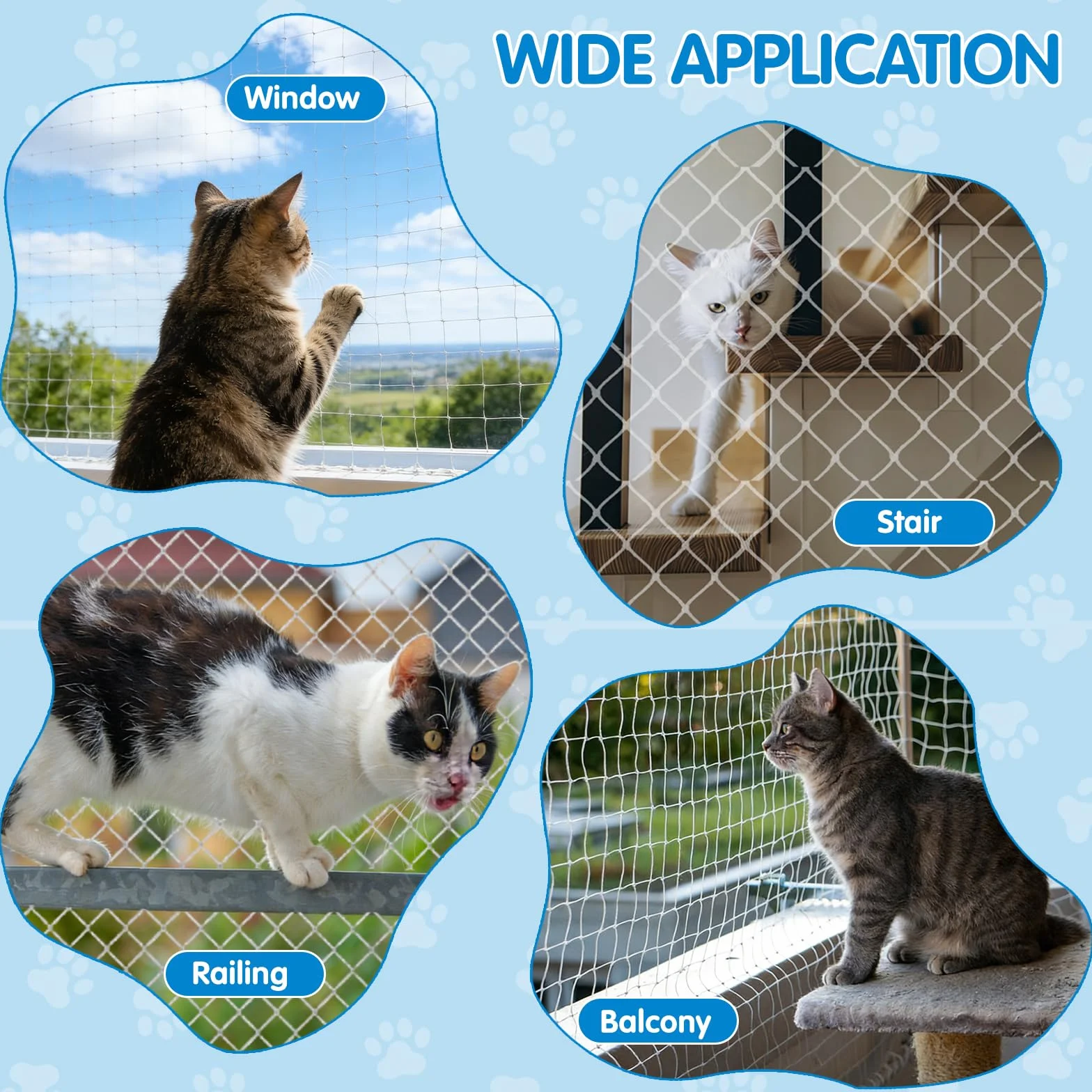 Hainue Siatka ochronna dla kota 10 x 3 m przezroczysta nylonowa balkonowa
