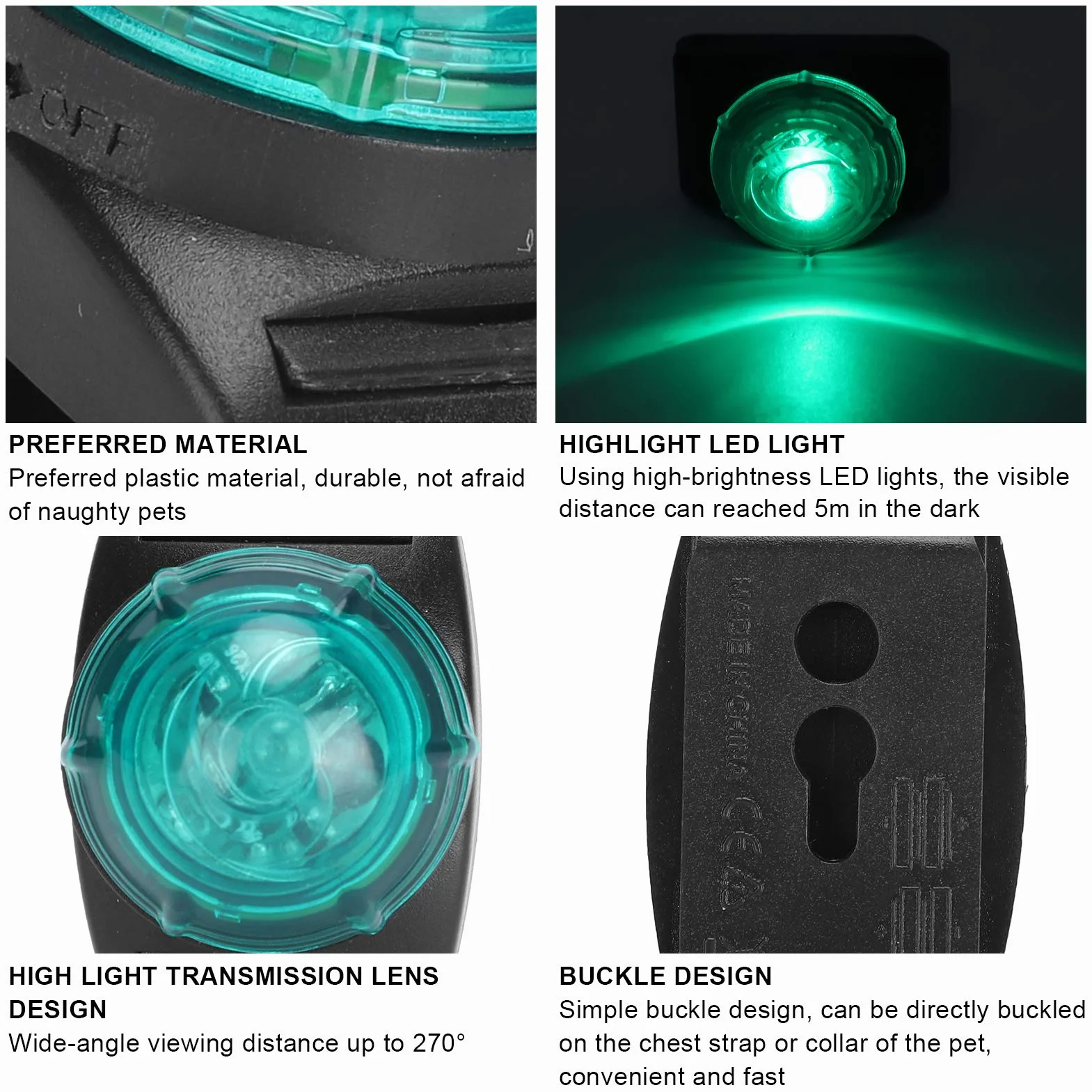 Lampka LED dla Zwierząt, Wodoodporna Konstrukcja o Wysokiej Dokładności, Lampa Bezpieczeństwa Wysoka Transmisja Światła, Szeroki Kąt Widzenia, Obroża dla Psa