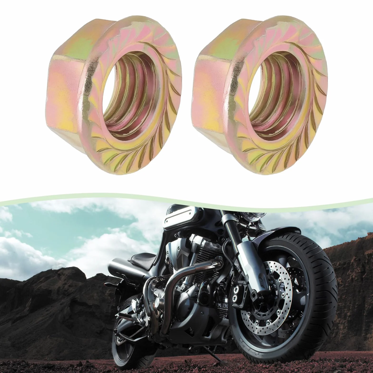 SG Store 5pcs M12x1.5 Fine Thread Flange Hex Nut Coated with Color Zinc with Diameter of 22mm and Bottom Diameter of 18mm Used for Motorcycle Sprockets