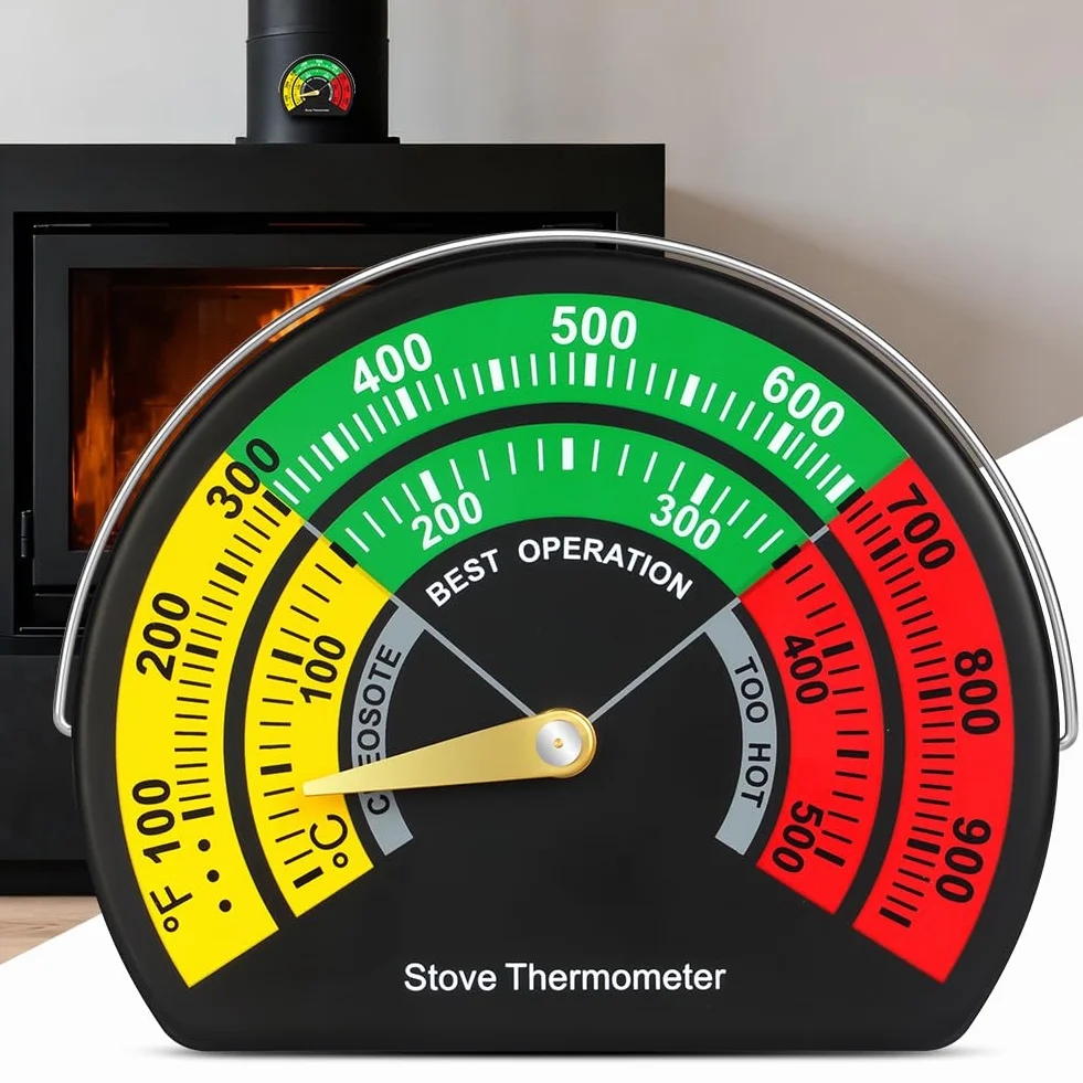 Termometr magnetyczny do pieca, 1 szt. Termometr do pieca na drewno opałowe, półkole termometry magnetyczne duży rozmiar, do miernika temperatury kominka, akcesoria do palników