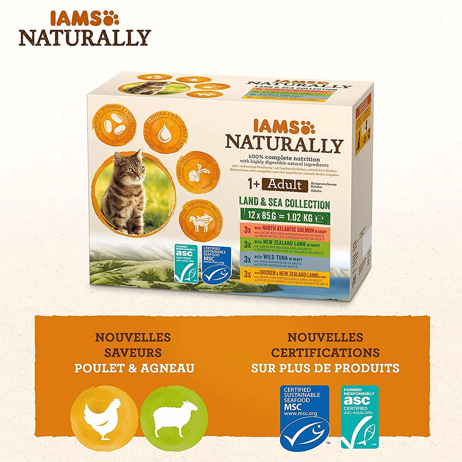 Iams Naturally Karma dla Kotów, Miks, 12 x saszetki