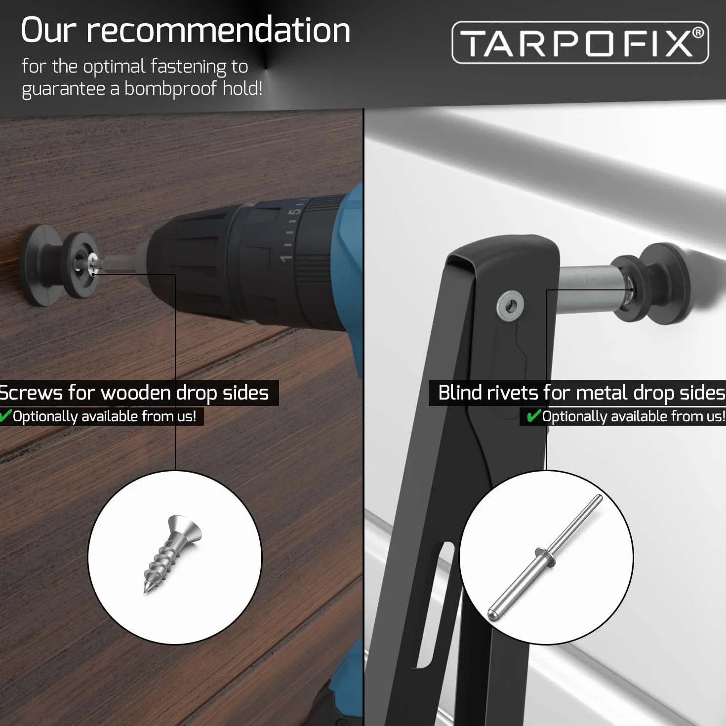 Tarpofix® Gałki do plandek okrągłe haki do przyczepy 20 szt. wytrzymałe haczyki z twardego tworzywa sztucznego