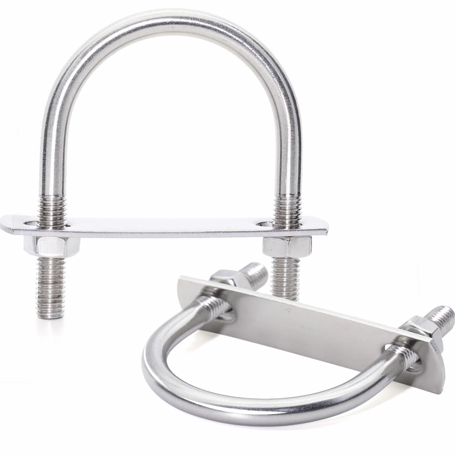 2 sztuki wkrętów pałąkowych M8 x 51 mm, okrągła śruba w kształcie litery U, elementy mocujące do mocowania różnych małych i ciężkich rur w pomieszczeniach i na zewnątrz
