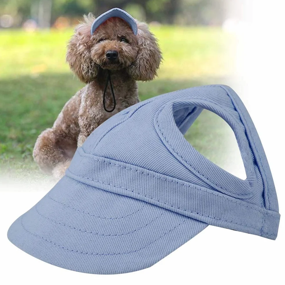 Czapka bejsbolowa dla psa i kota, czapka outdoorowa, Sunbonnet, regulowane paski, na lato, podróż, kapelusz sportowy, opakowanie wielokrotnego użytku, socialme-eu(S-Blau)