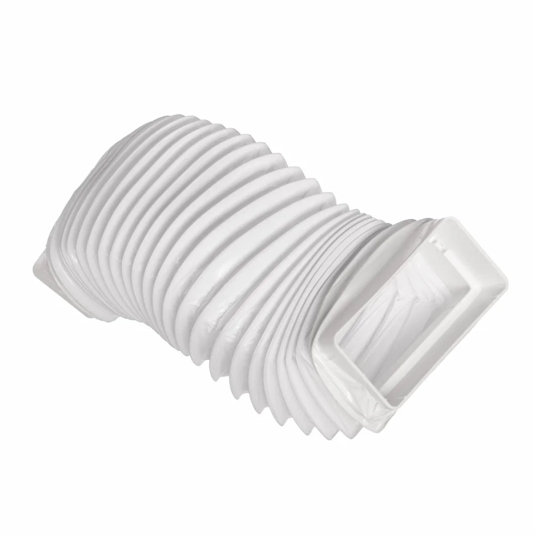 Prostokątny elastyczny wąż kanałowy PCW 110 x 55 mm 50 cm biały
