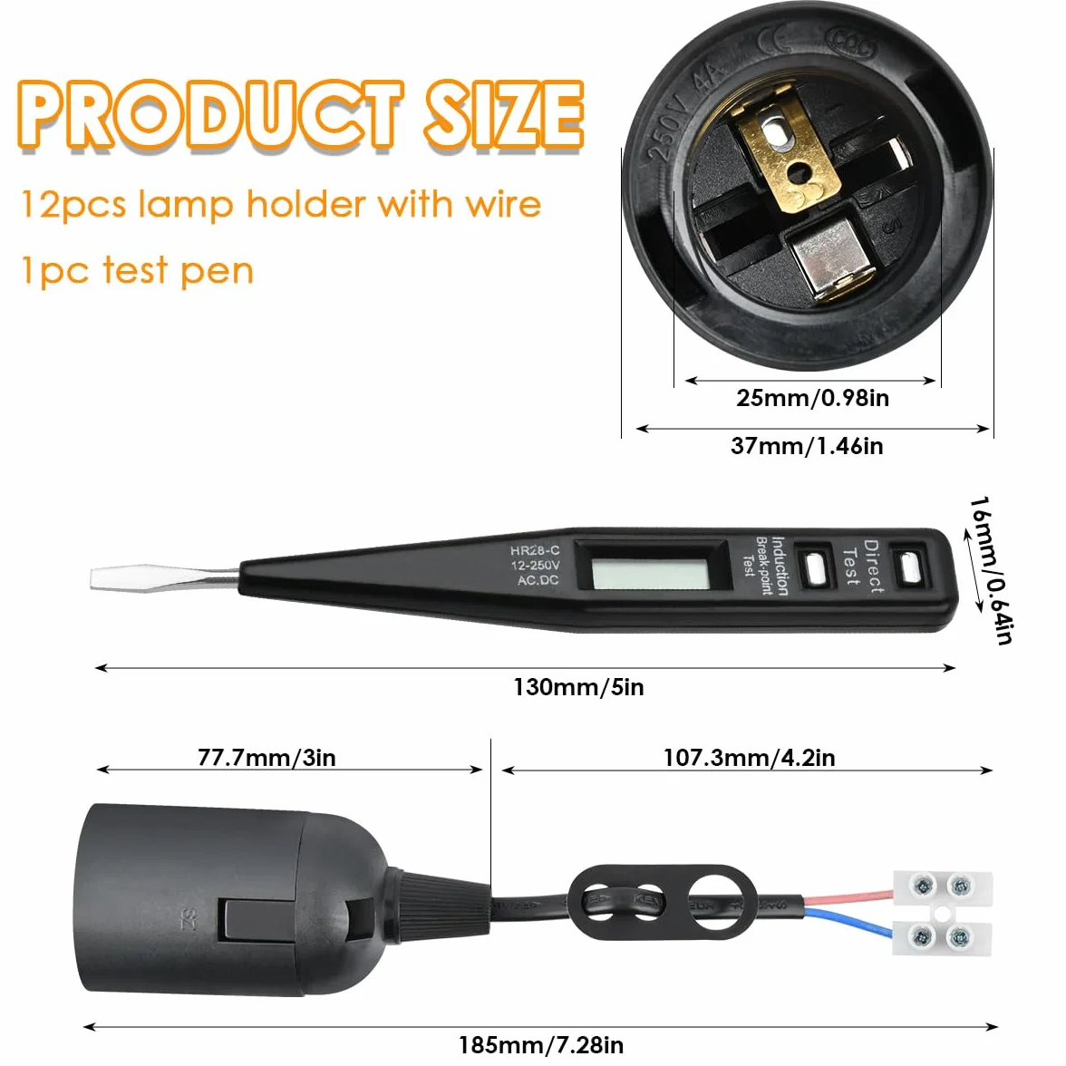 12 sztuk oprawek E27, oprawki E27 + 1 tester napięcia VDE E2 7 oprawka z kablem, E2 7 oprawka renowacyjna oprawka lampy
