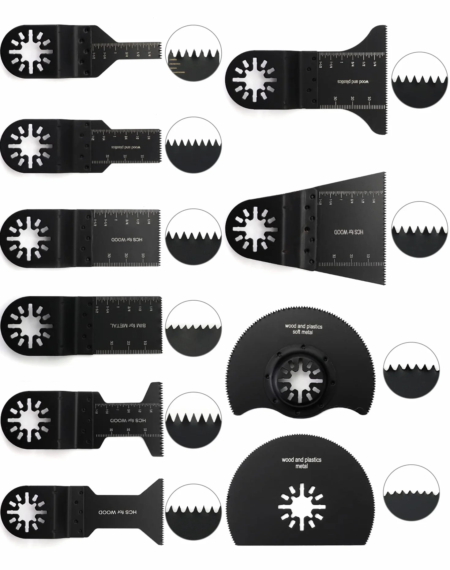 QWORK® 100 szt. Brzeszczoty Multitool, akcesoria Multitool Zestaw akcesoriów oscylacyjnych Pasuje do Fein Multimaster Bosch Dremel Makita Rockwel Worx