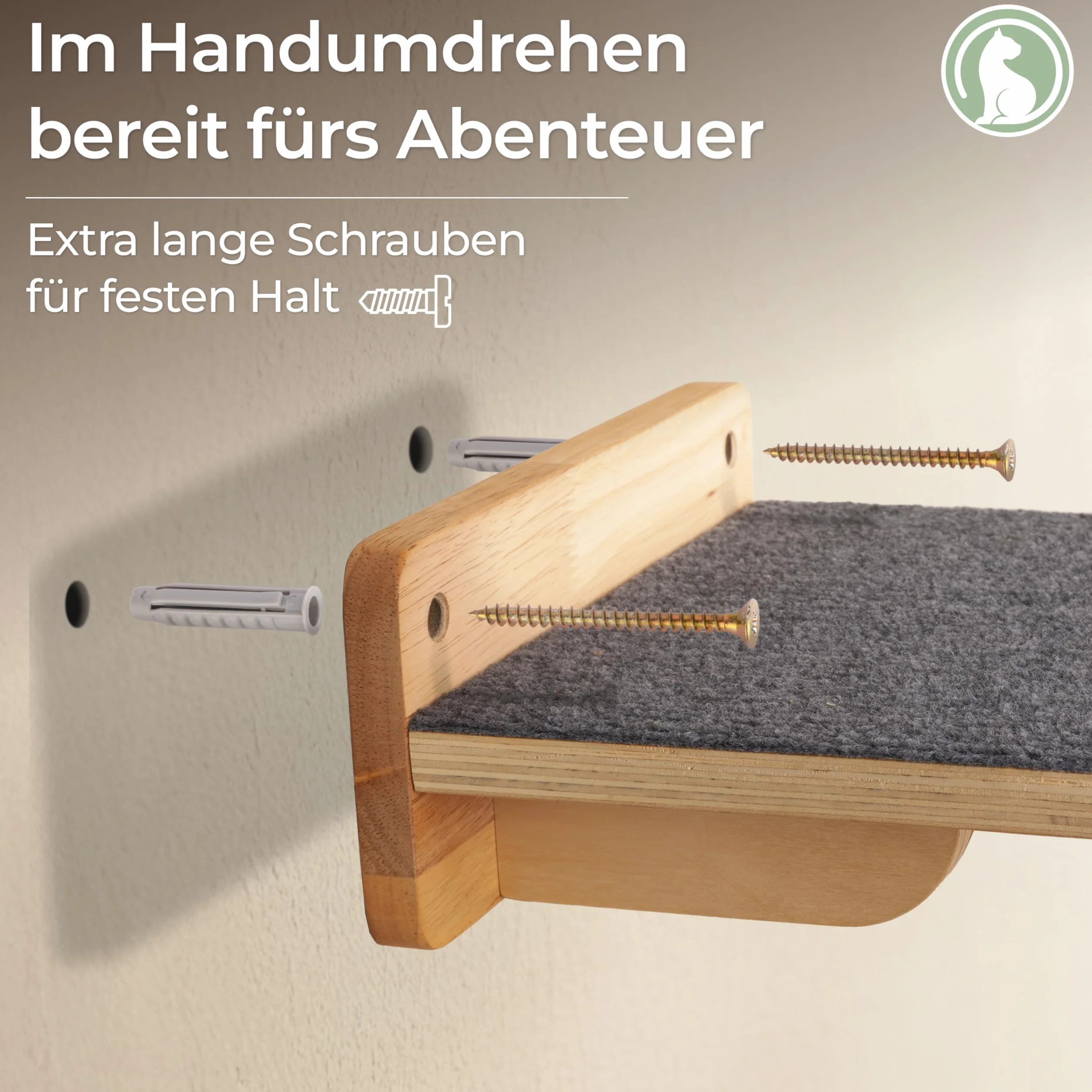 WOOWOOD® 2 x ścianka wspinaczkowa dla kotów – 2 x schody ścienne dla kotów [pełne drewno] – drapak ścienny – hamak dla kota – drzewo do drapania ścienne – meble dla kotów – ściana dla kotów – zestaw