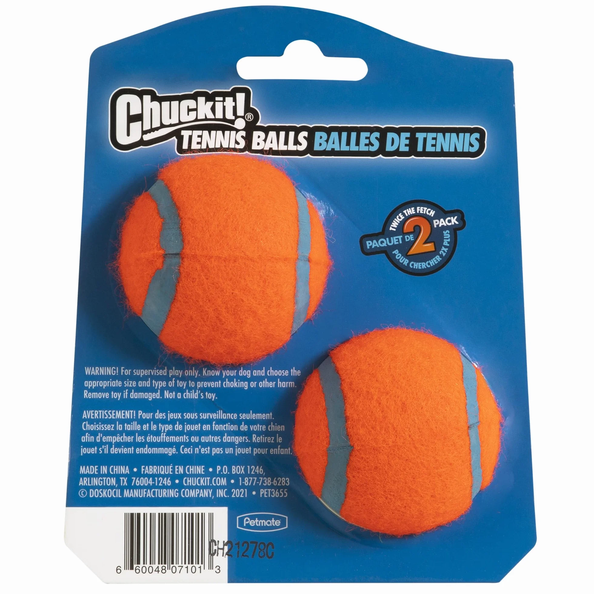 Chuckit 07101 piłka tenisowa Small, 2 piłki dla psów, kompatybilne z wyrzutniami piłek, rozmiar S