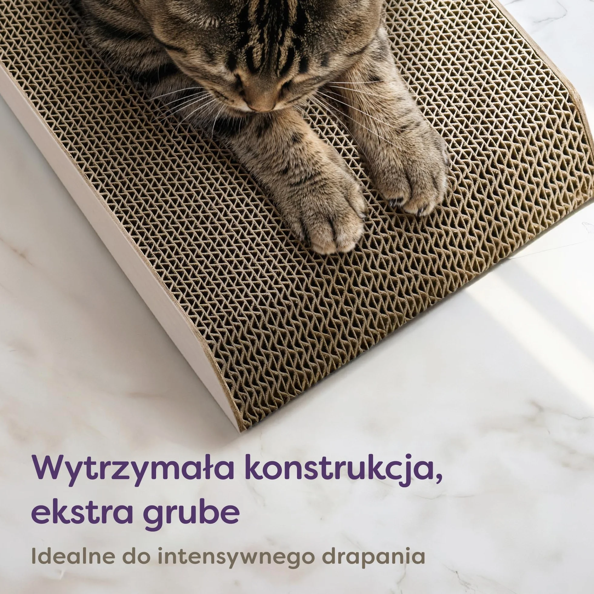 Knupis Drapak dla Kota 3-Częściowy XXL 75 cm – Wytrzymały Karton do Pielęgnacji Pazurów – Do 2 Lat Zabaw – Oszczędza Miejsce – Chroni Kanapy i Meble (Mountain- Biały)