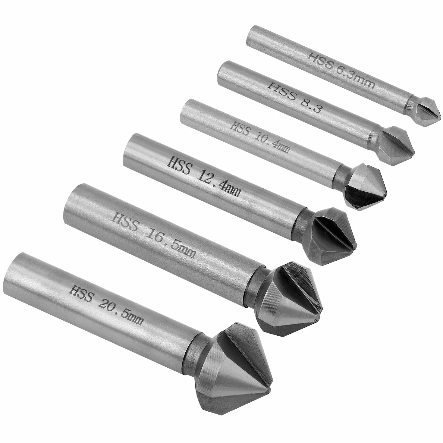 QWORK® 6-częściowy pogłębiacz pogłębiający 90°, 6,3-20,5 mm HSS stalowe pogłębiacze pogłębiające wiertła do drewna, metalu, tworzywa sztucznego