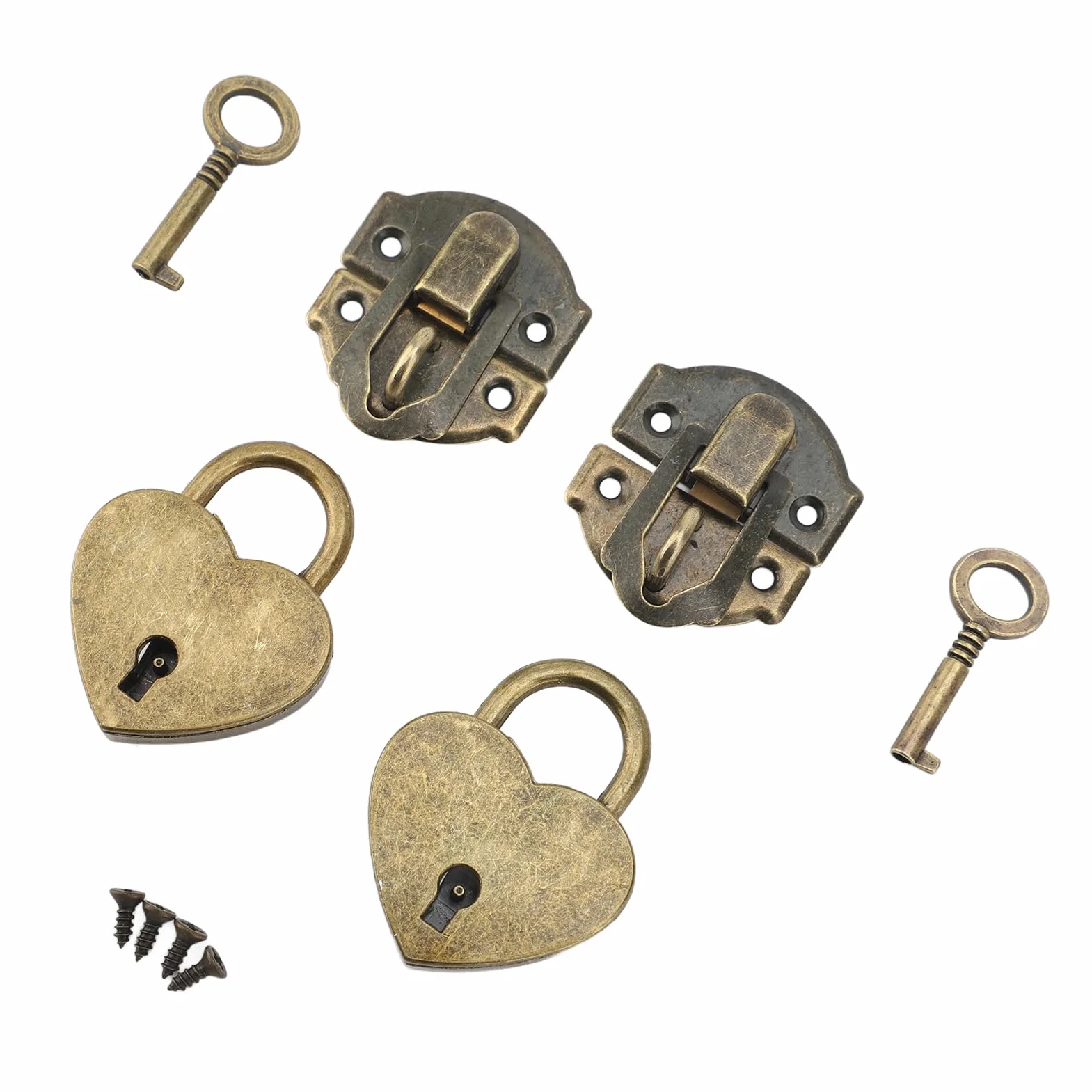 Generic Vintage Hasp Hasp Latch Padlock, w Kształcie Serca, Stopu Cynku, Kompletne Rozwiązanie Bezpieczeństwa, Instalacja Bez Wysiłku, Drewniane Pudełka, Rzemiosła, Pudełka Biżuterii, (Brązowy)