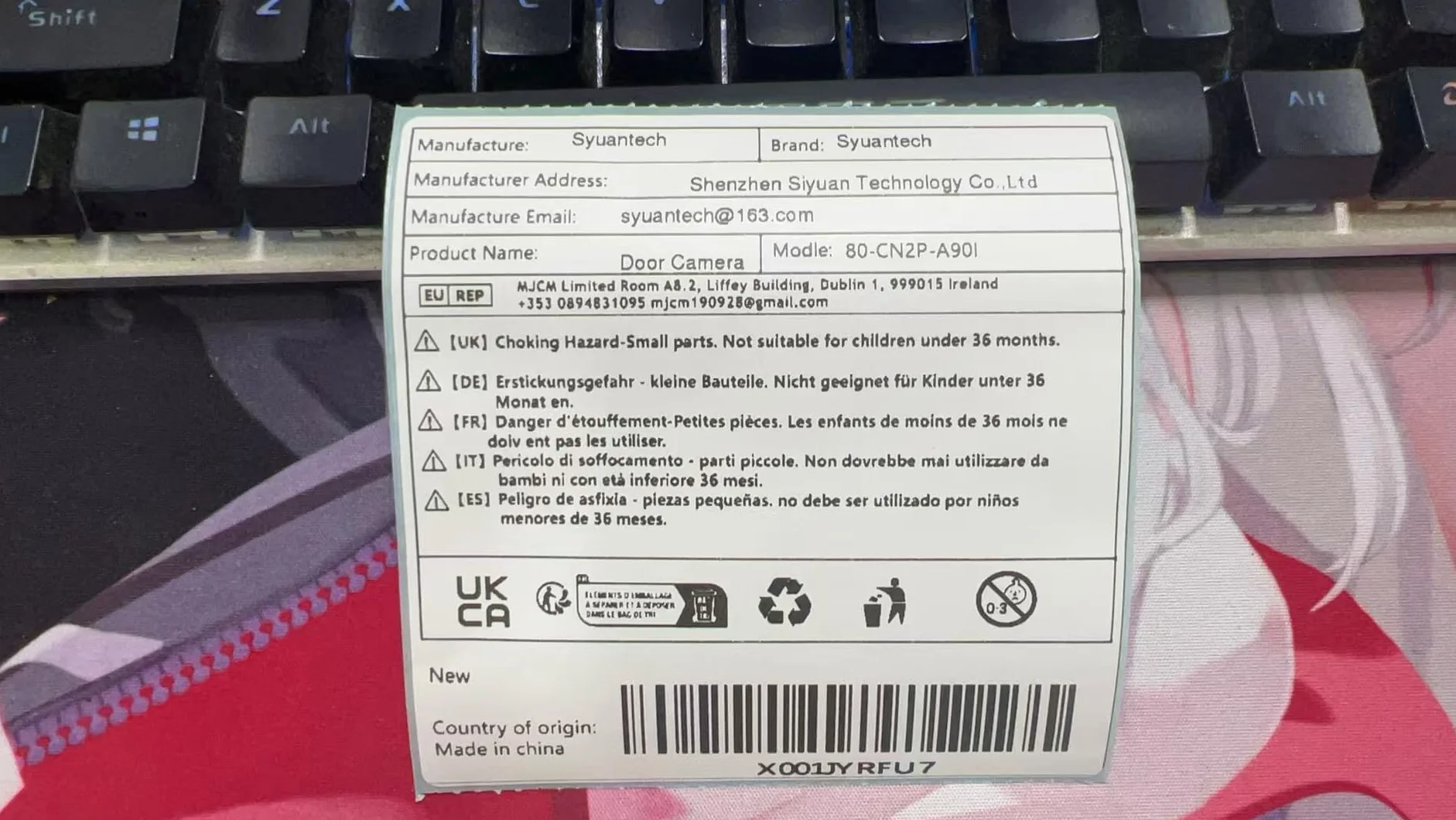 Syuantech Szerokokątna kamera CCTV 1080p 180 stopni z otworem na drzwi - Mini wizjer - WiFi Connect V380 Pro App (obiektyw rybie oko 1,78 mm)