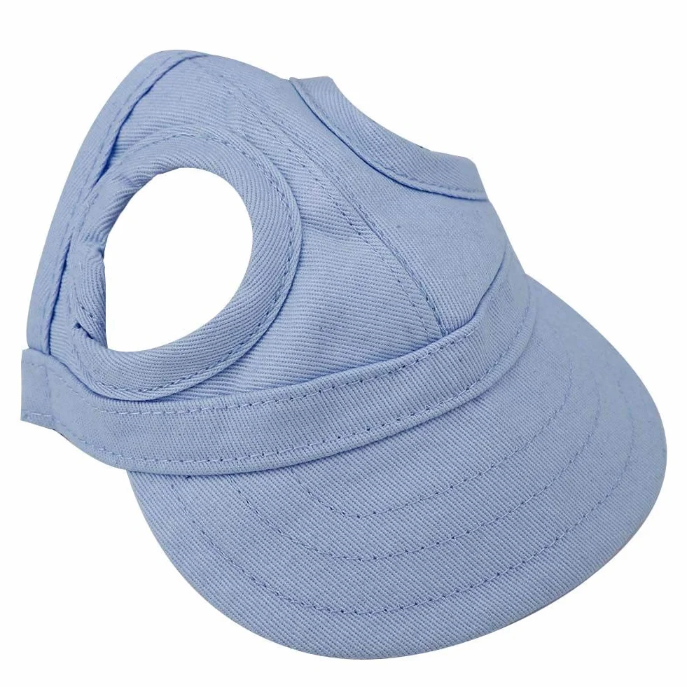 Czapka bejsbolowa dla psa i kota, czapka outdoorowa, Sunbonnet, regulowane paski, na lato, podróż, kapelusz sportowy, opakowanie wielokrotnego użytku, socialme-eu(S-Blau)