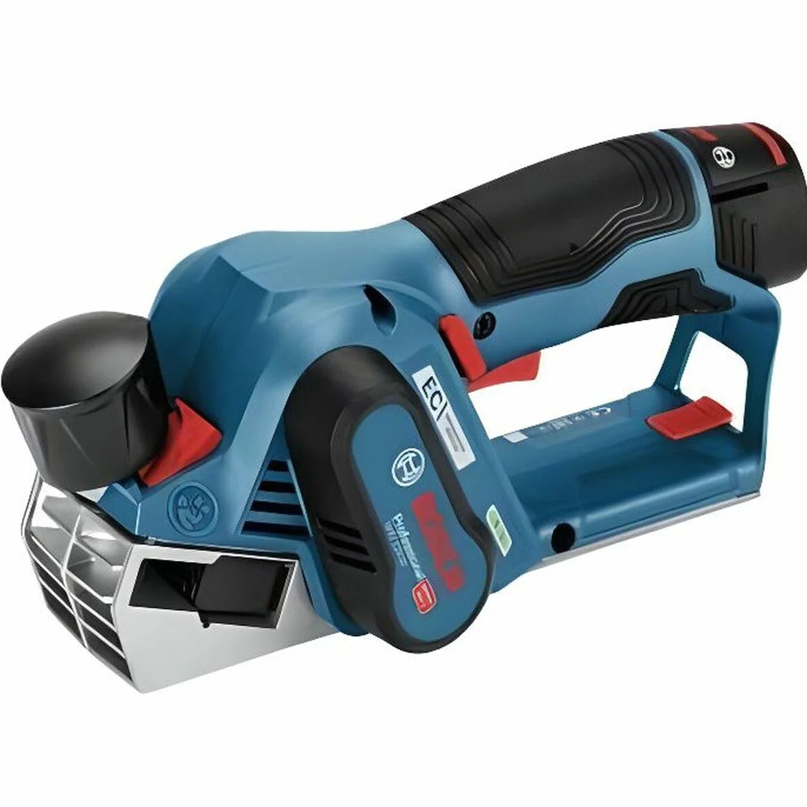 Bosch Professional system 12V: akumulatorowy strug GHO 12V-20, (maks. szerokość strugania 56 mm, 2 noże do struga 56 x 5,5 x 1,1 mm, walizka L-BOXX)