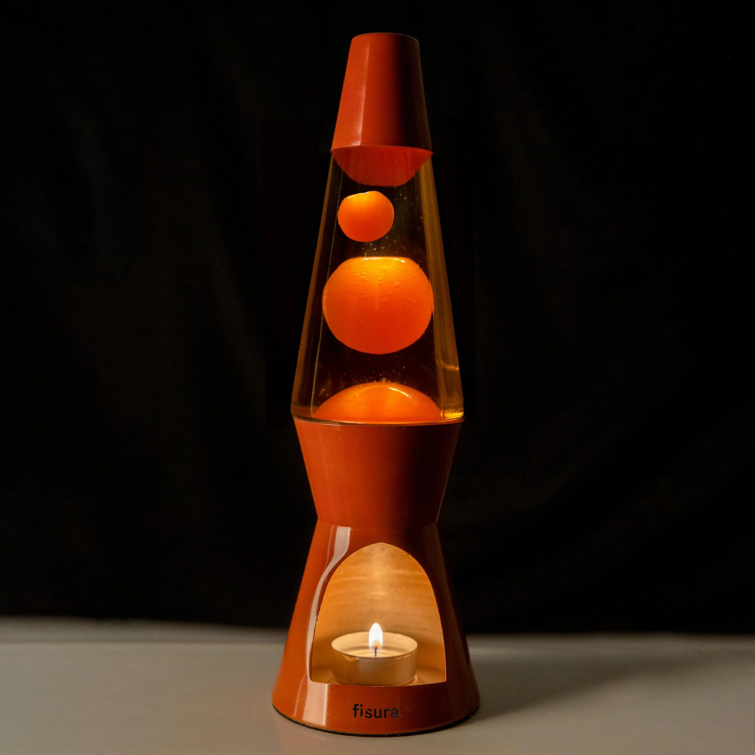 Fisura – Lampa lawowa z świeczką. Lampa lawowa bez elektryczności. Lawowa lampa miętowa i biała. Eko-lampa. Oryginalny prezent. 29 centymetry x 8,5 centymetry