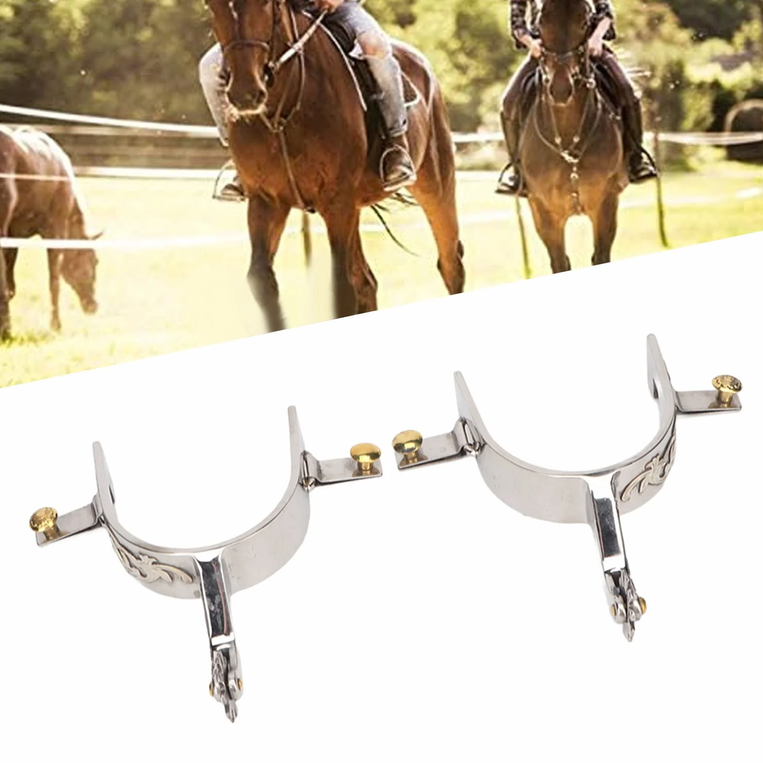 Focket Western Cowboy Spurs, 2 szt. wykwintnych ostróg konnych ze stali nierdzewnej z obrotowym sprzętem, retro doskonałe wykonanie, metalowe steampunkowe ostrogi do butów dla entuzjastów jazdy konnej