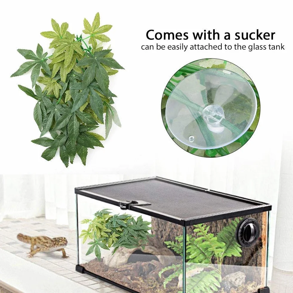 Sztuczne rośliny, sztuczne liście, plastik, zielona trawa z przyssawką, do akwariów, terrariów, pudełko na klatkę, terrarium, dekoracja na zewnątrz, dom, ogród, przyjazne dla środowiska